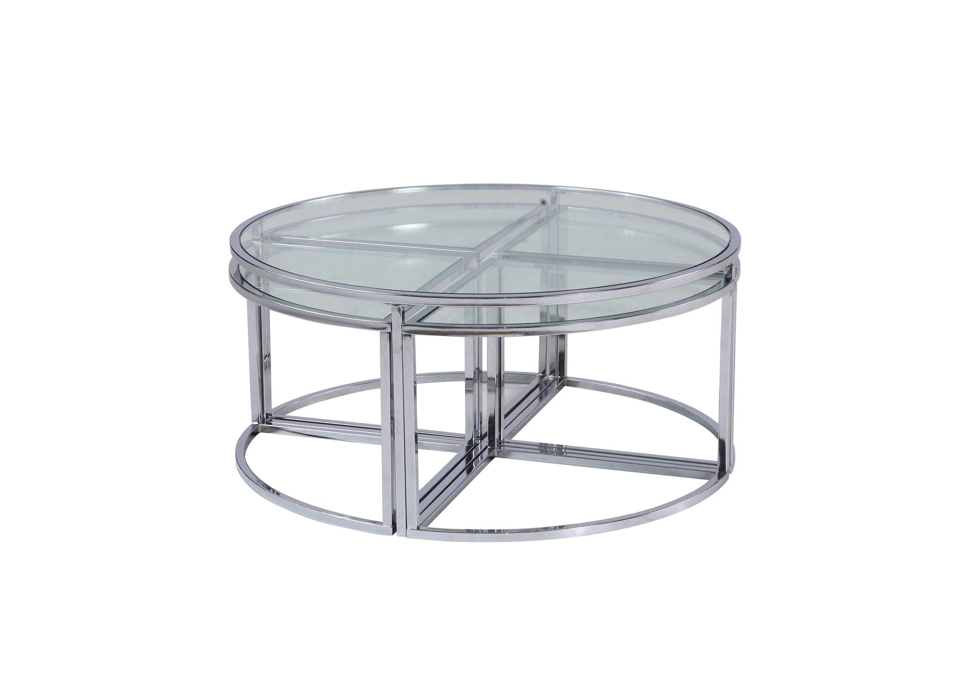 Contemporary 5 Piece Nesting Glass Cocktail Table Set image 3