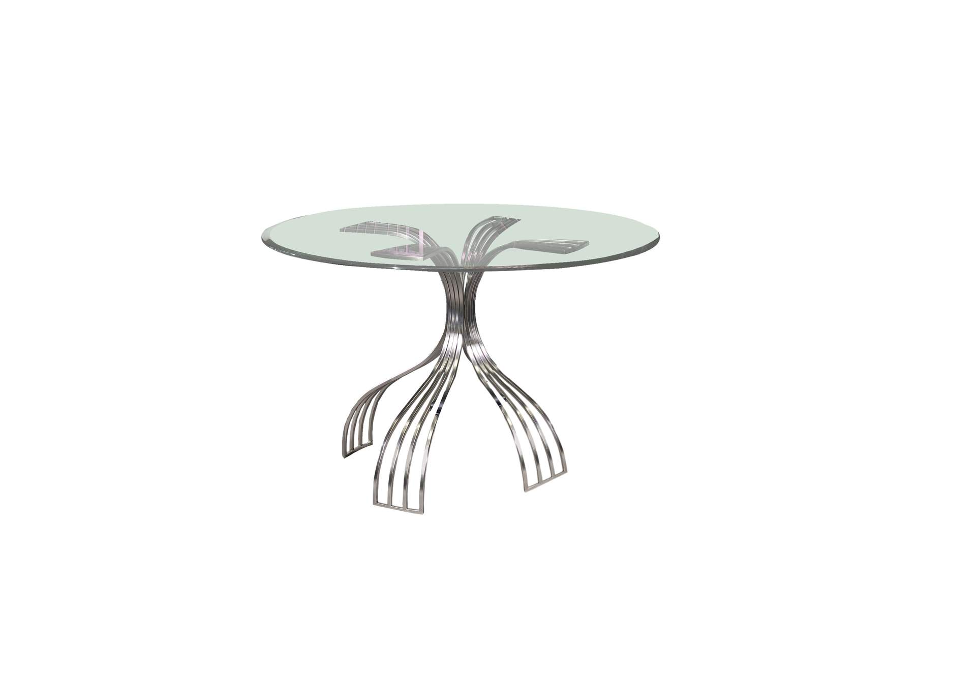 Contemporary Dining Set With Round Glass Table & Curved Back Chairs image 3