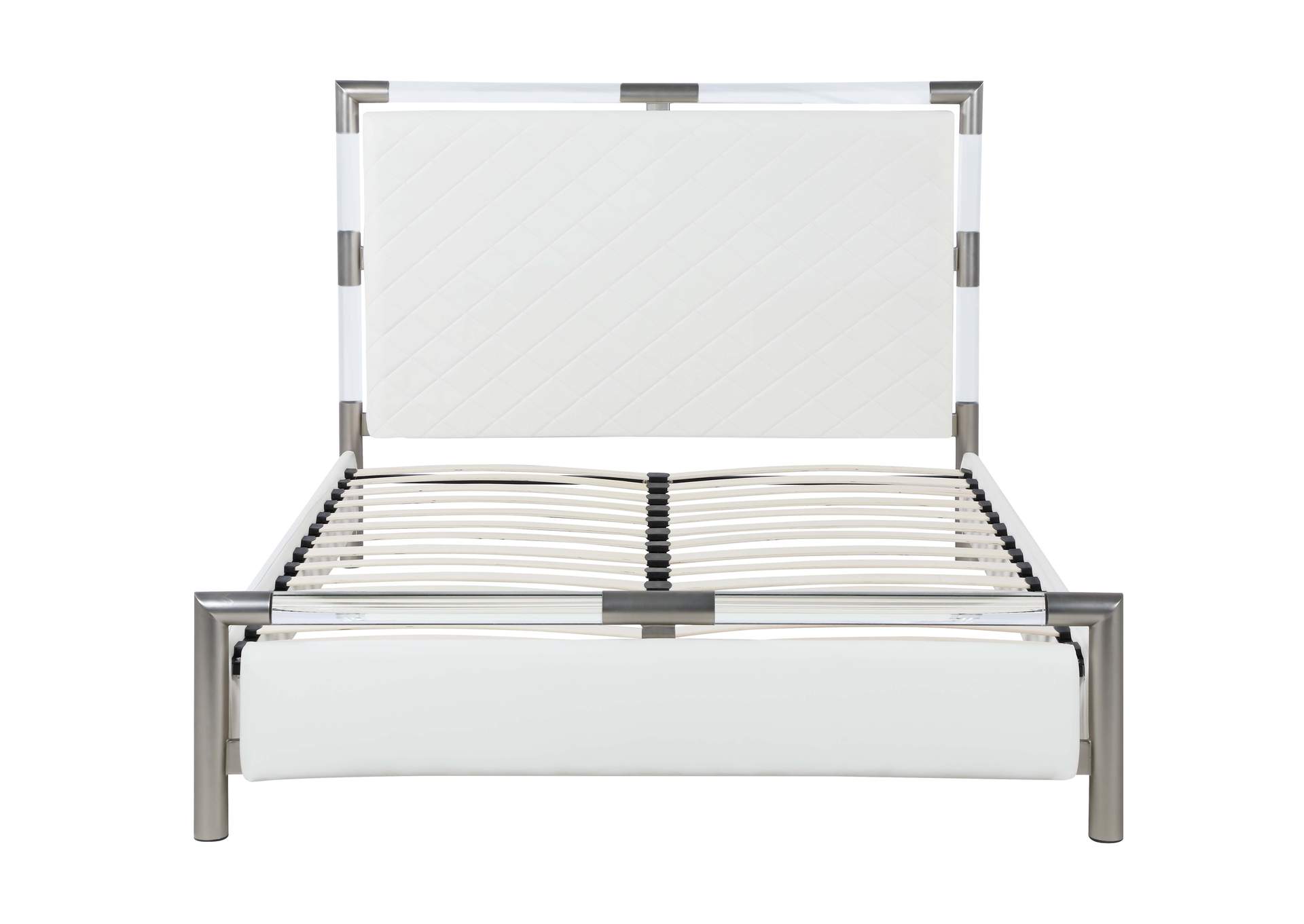 Upholstered King Bed With Solid Acrylic And Brushed Nickel Frame image 8