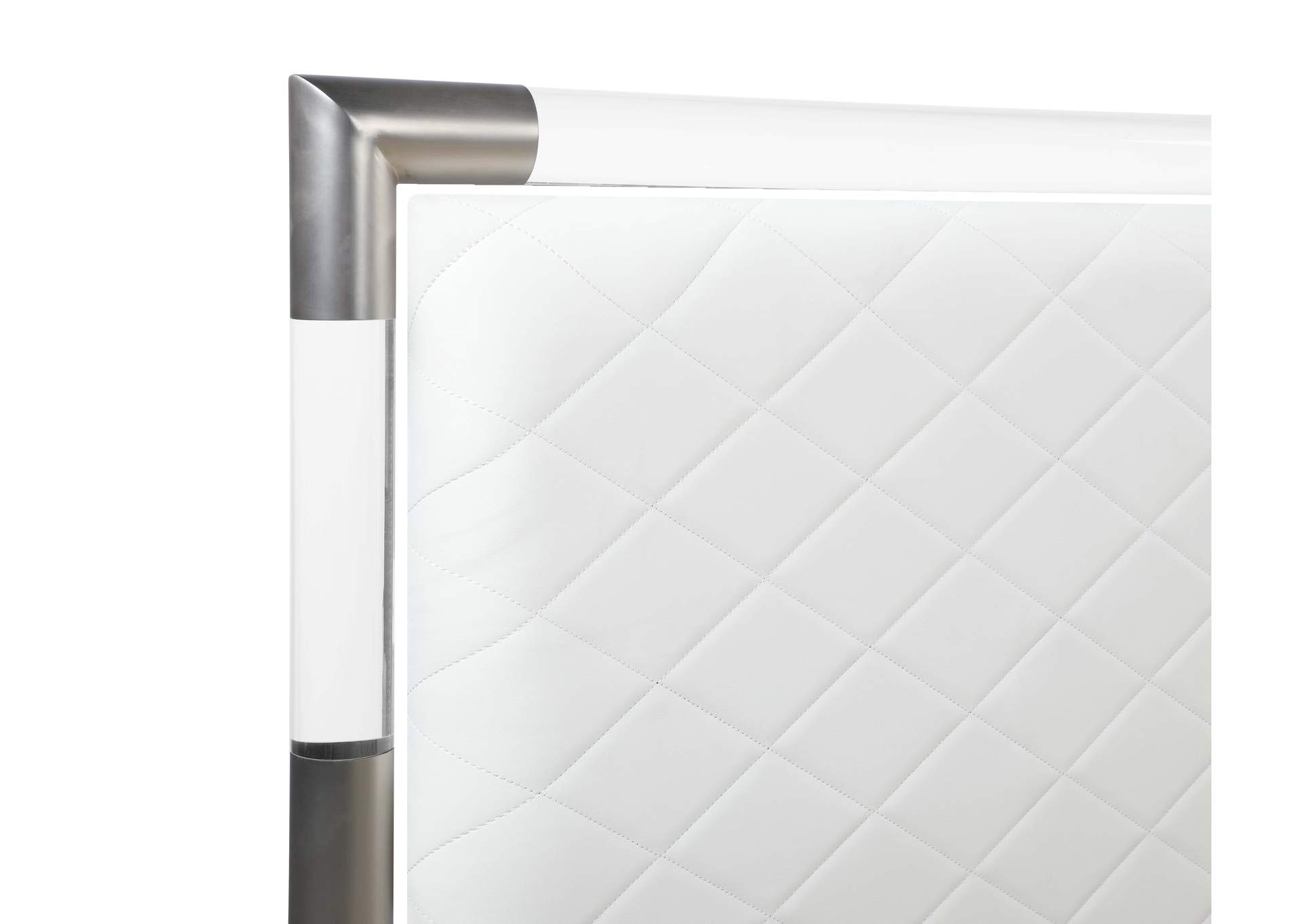 Upholstered King Bed With Solid Acrylic And Brushed Nickel Frame image 5