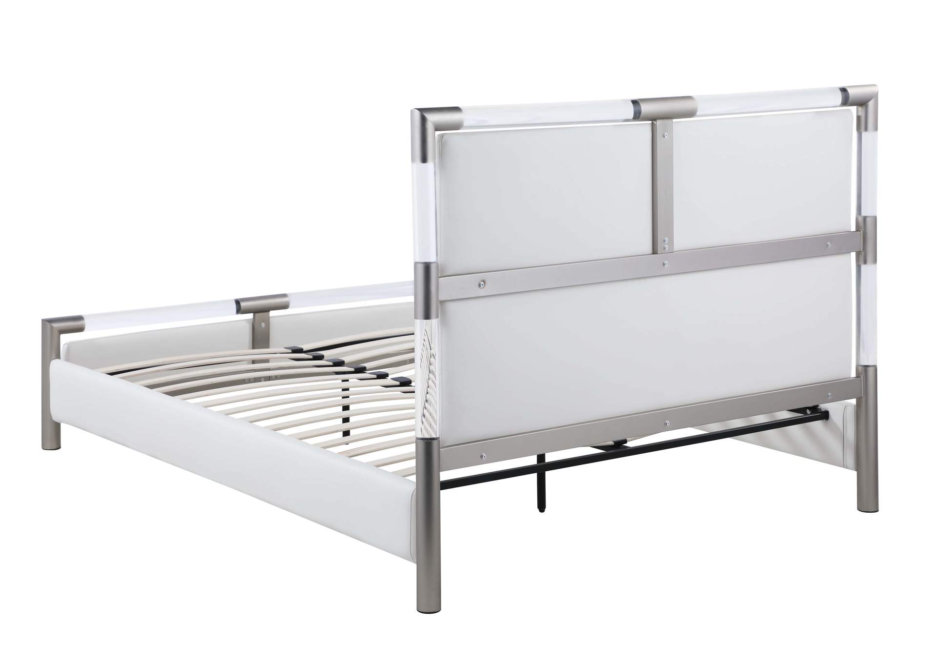 Upholstered King Bed With Solid Acrylic And Brushed Nickel Frame image 7