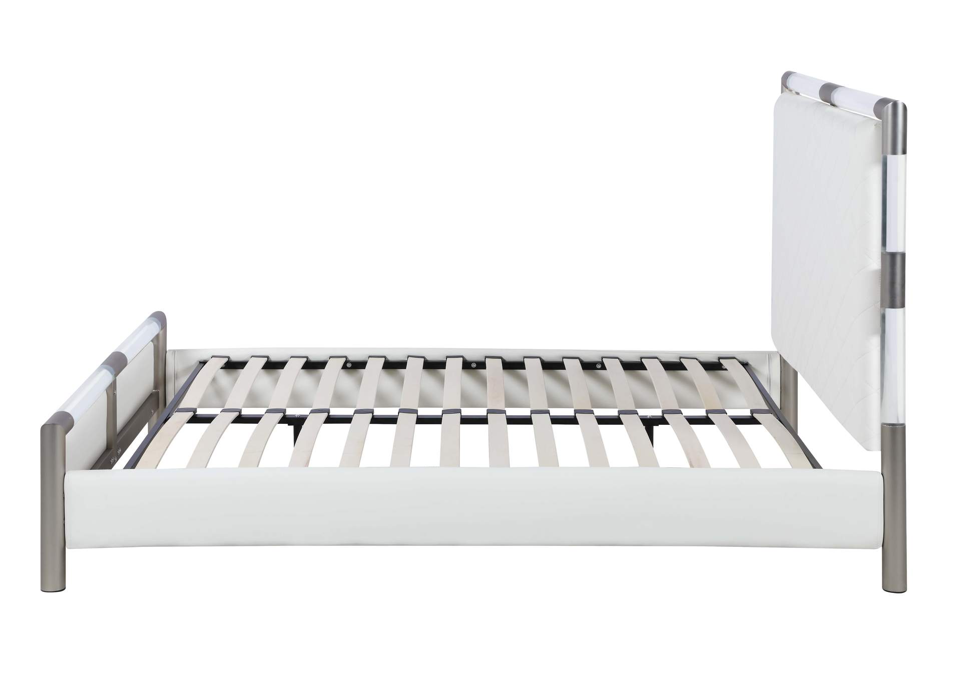 Upholstered King Bed With Solid Acrylic And Brushed Nickel Frame image 6