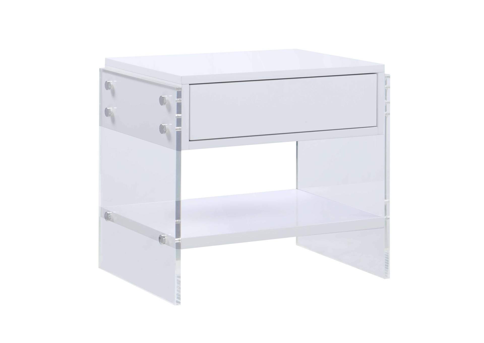 Contemporary Wooden & Solid Acrylic Lamp Table With Drawer image 3