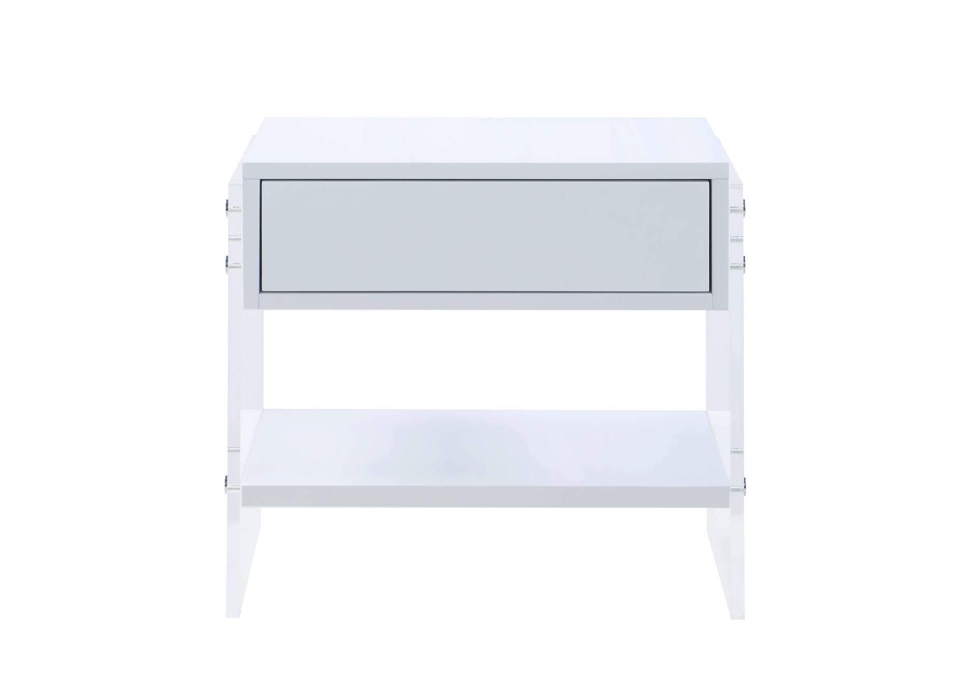 Contemporary Wooden & Solid Acrylic Lamp Table With Drawer image 4