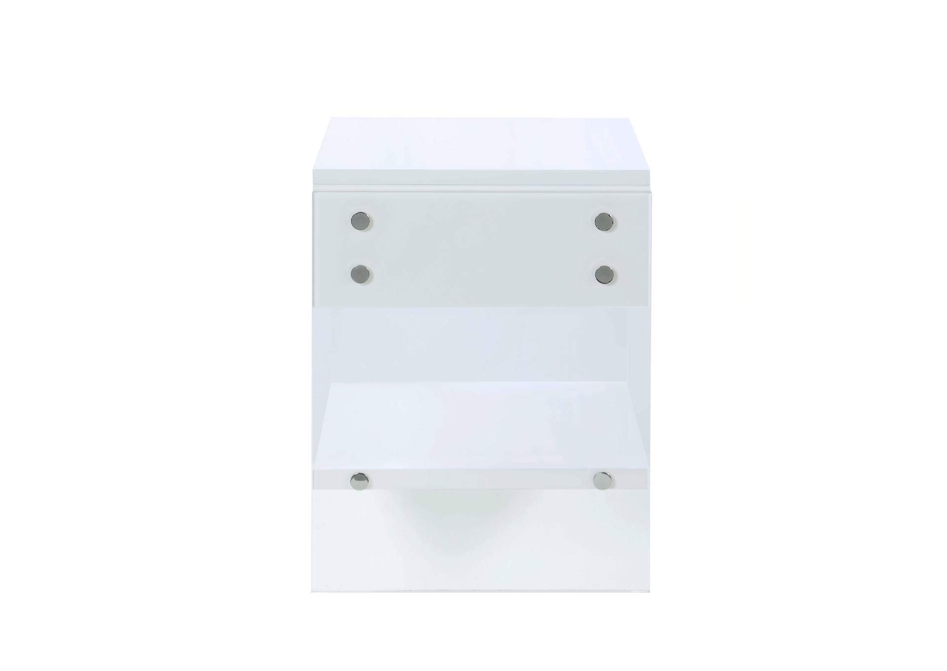 Contemporary Wooden & Solid Acrylic Lamp Table With Drawer image 5