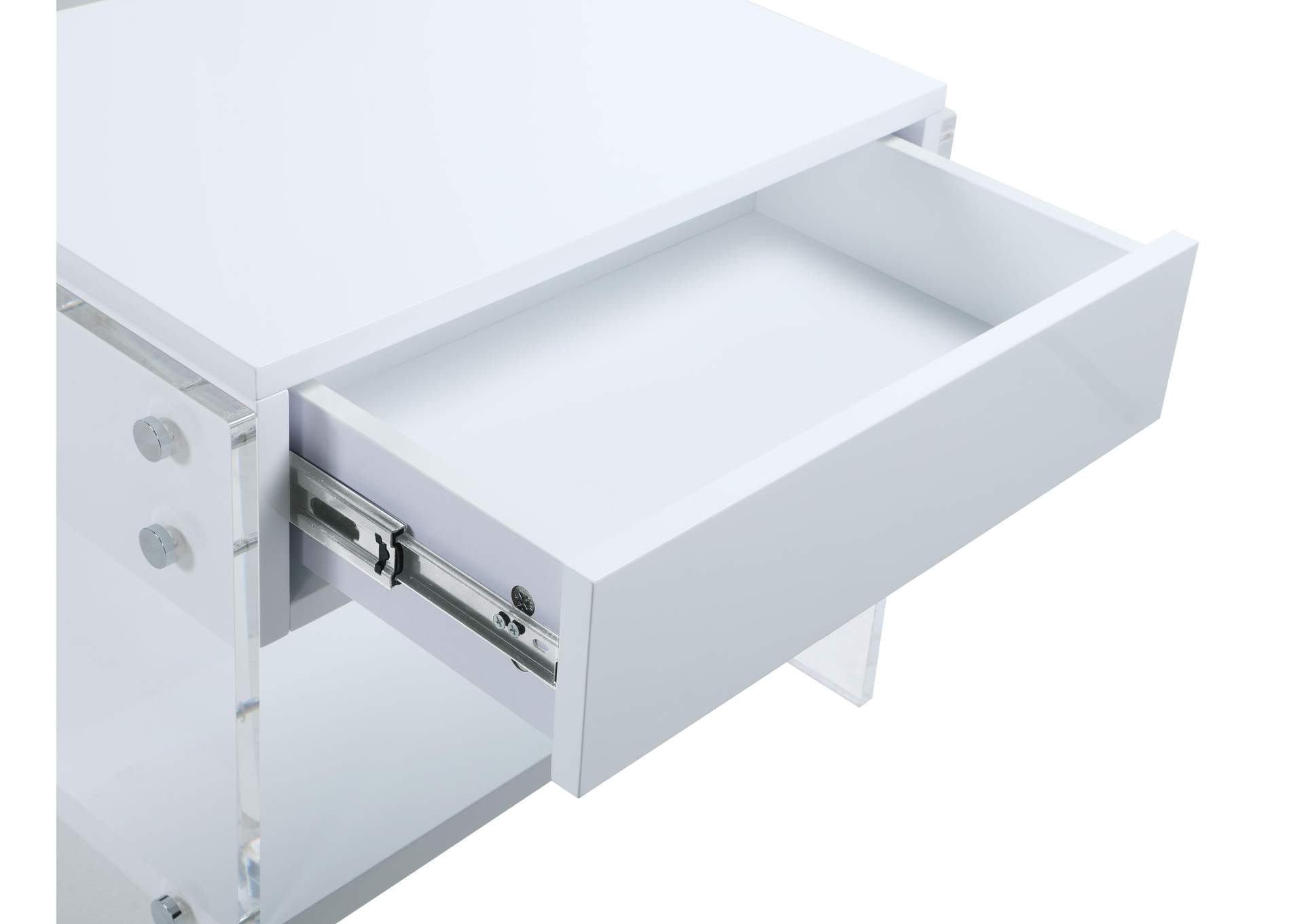 Contemporary Wooden & Solid Acrylic Lamp Table With Drawer image 6