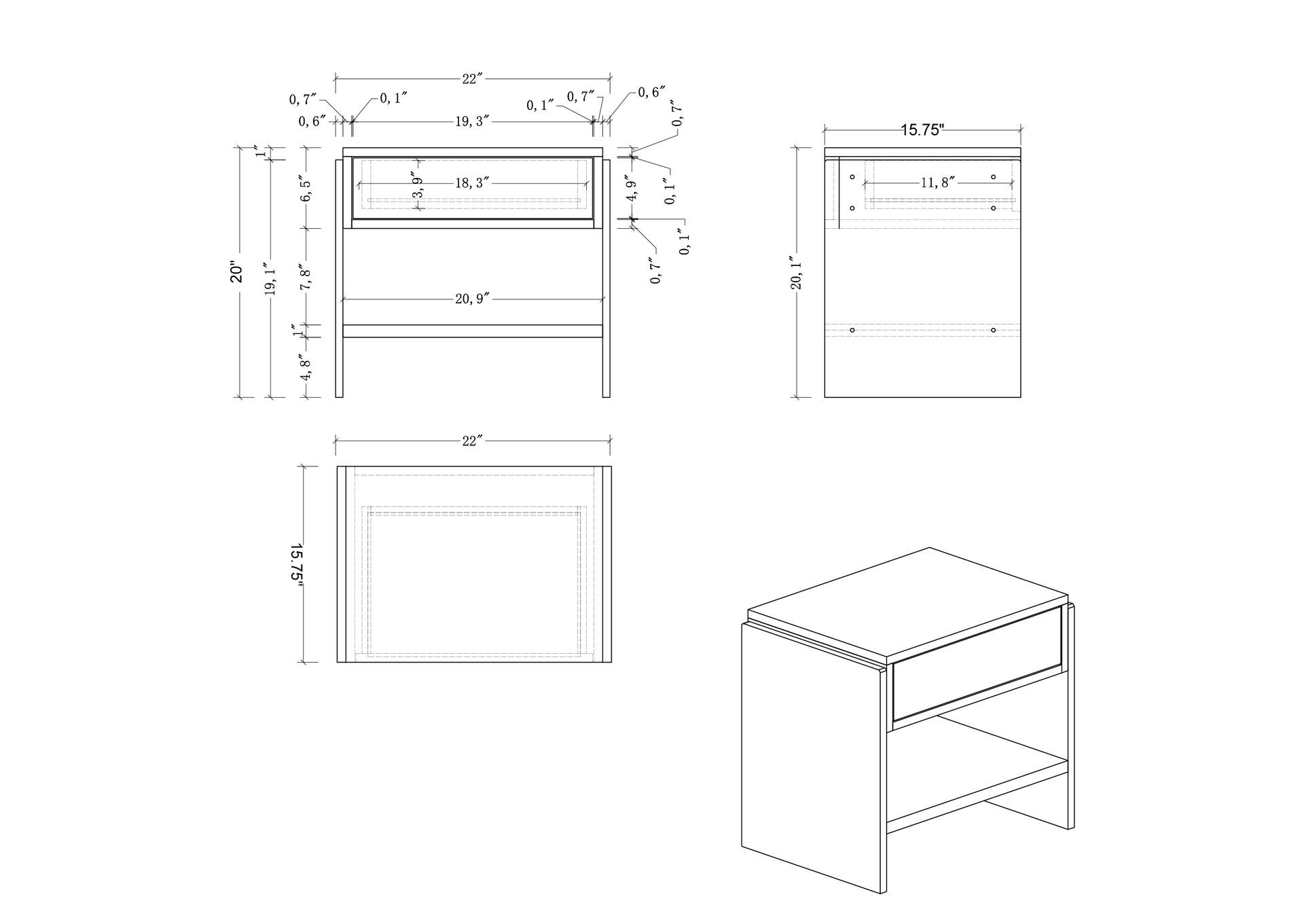 Contemporary Wooden & Solid Acrylic Lamp Table With Drawer image 8