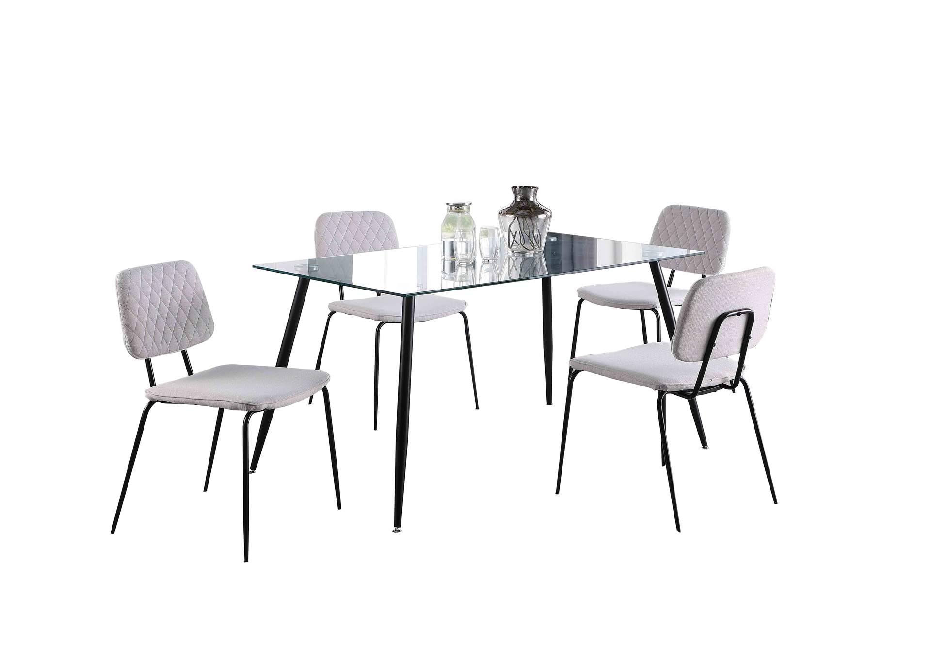 Contemporary Dining Set With Rectangular Glass Table & 4 Chairs image 3