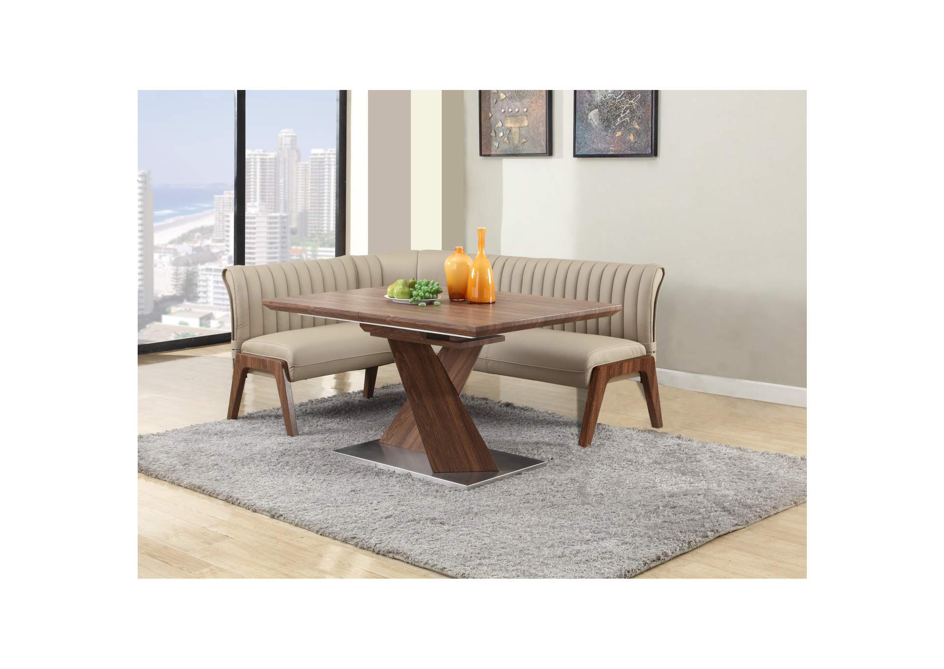Vertical Channel Back Nook With Wooden Legs