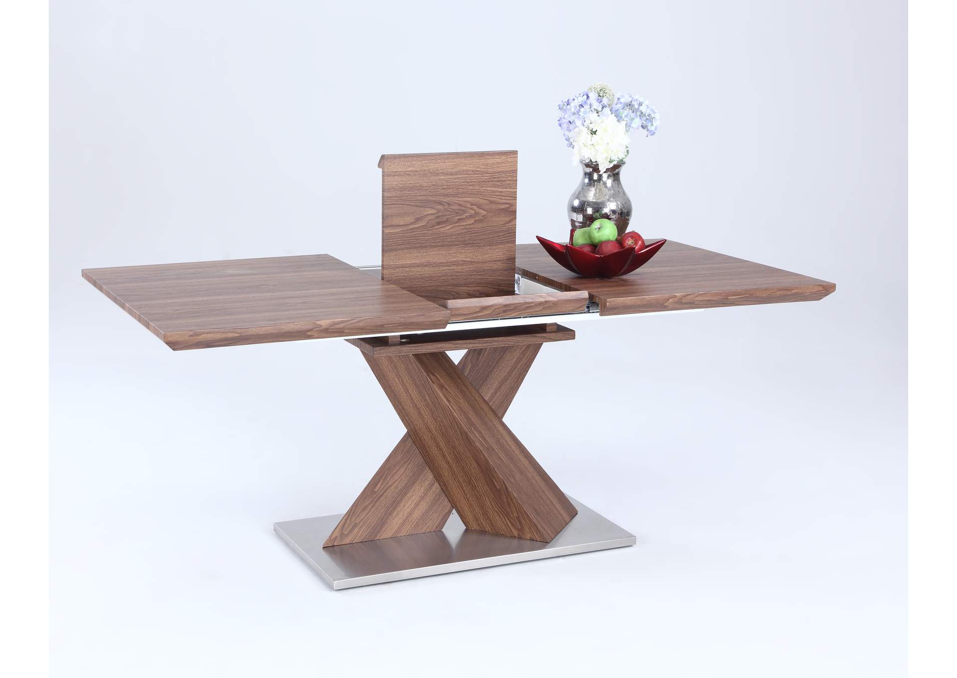 Modern Extendable Walnut Veneer Dining Table image 6
