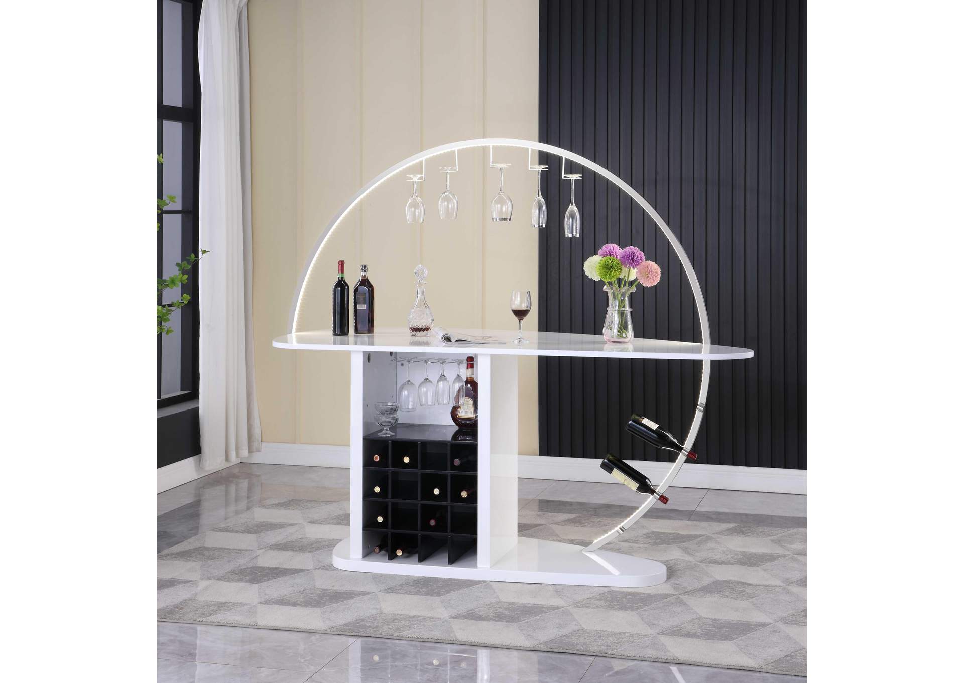 Contemporary Bar With Customizable Led Lights & Bottle Racks image 1