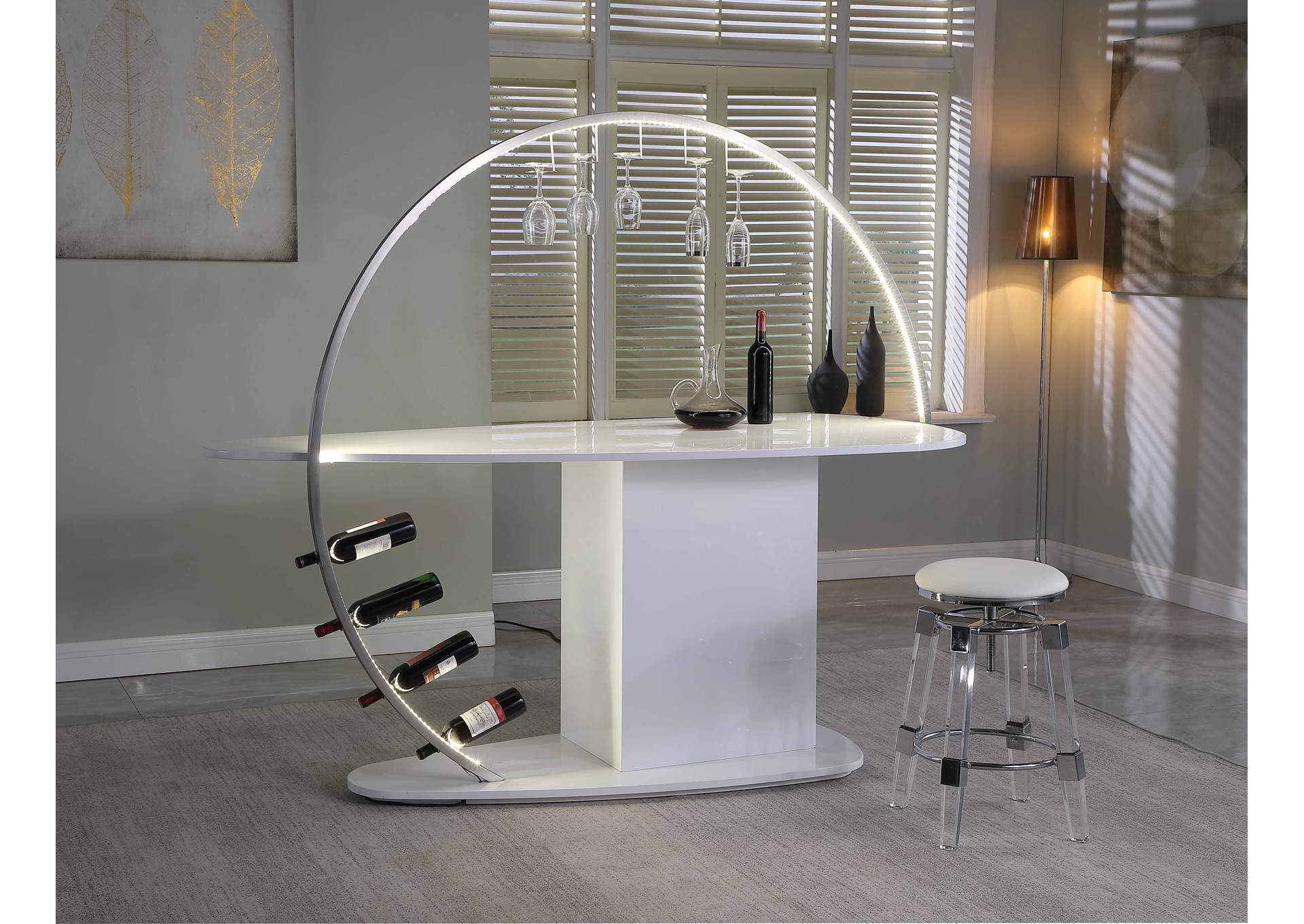 Contemporary Bar With Customizable Led Lights & Bottle Racks image 12