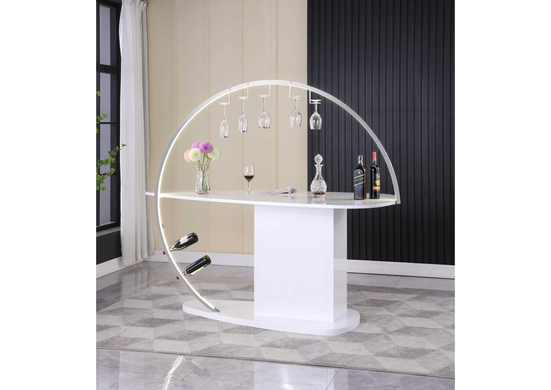 Contemporary Bar With Customizable Led Lights & Bottle Racks image 5