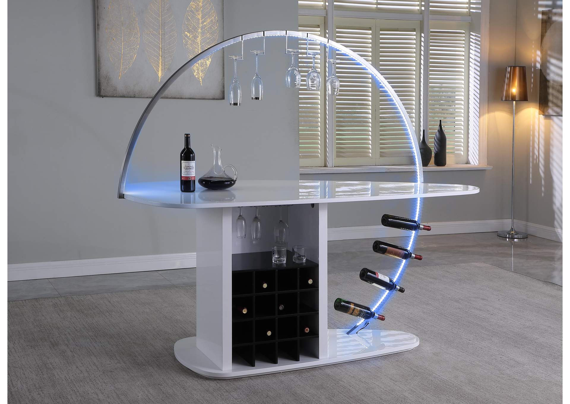 Contemporary Bar With Customizable Led Lights & Bottle Racks image 8
