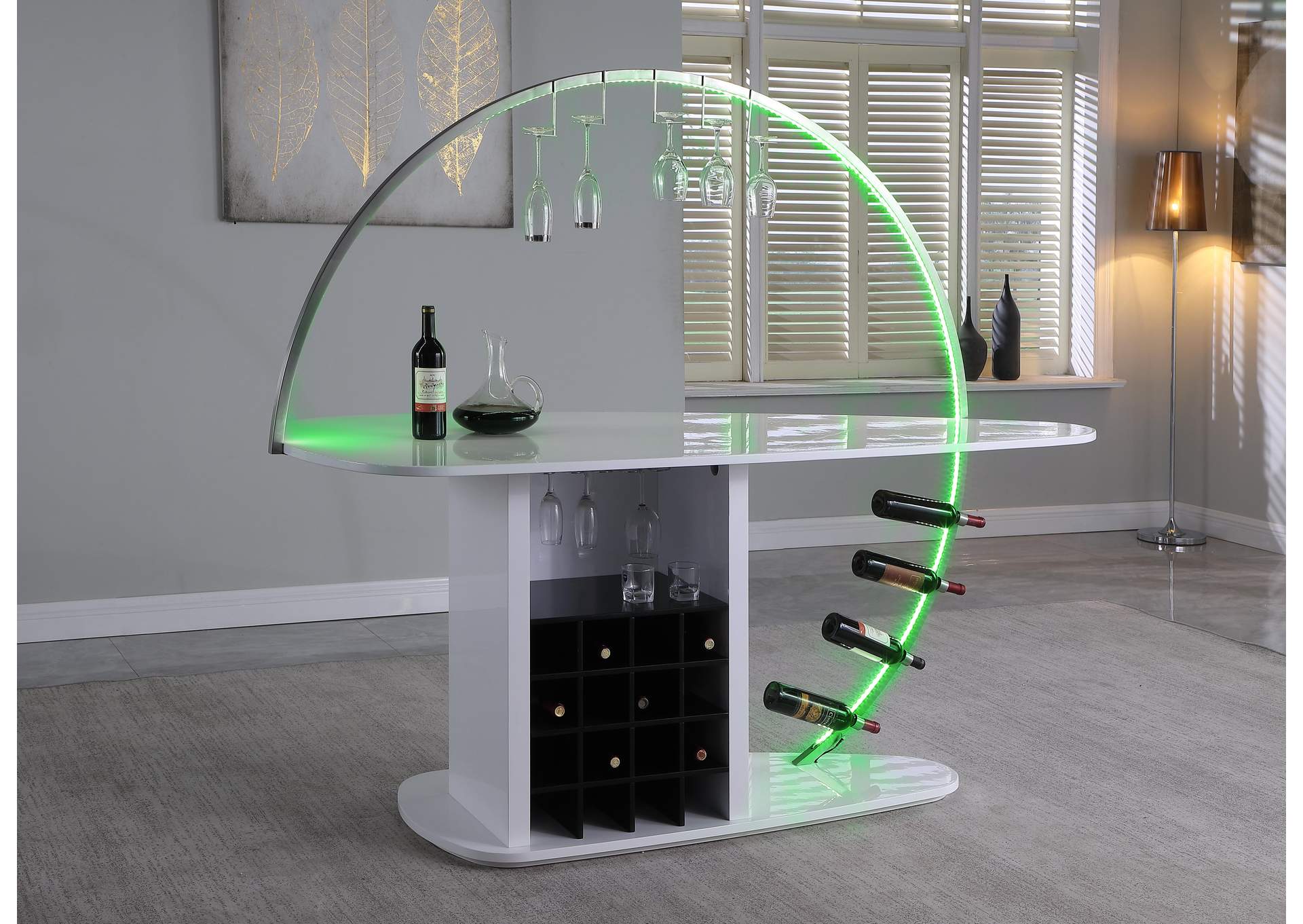 Contemporary Bar With Customizable Led Lights & Bottle Racks image 10