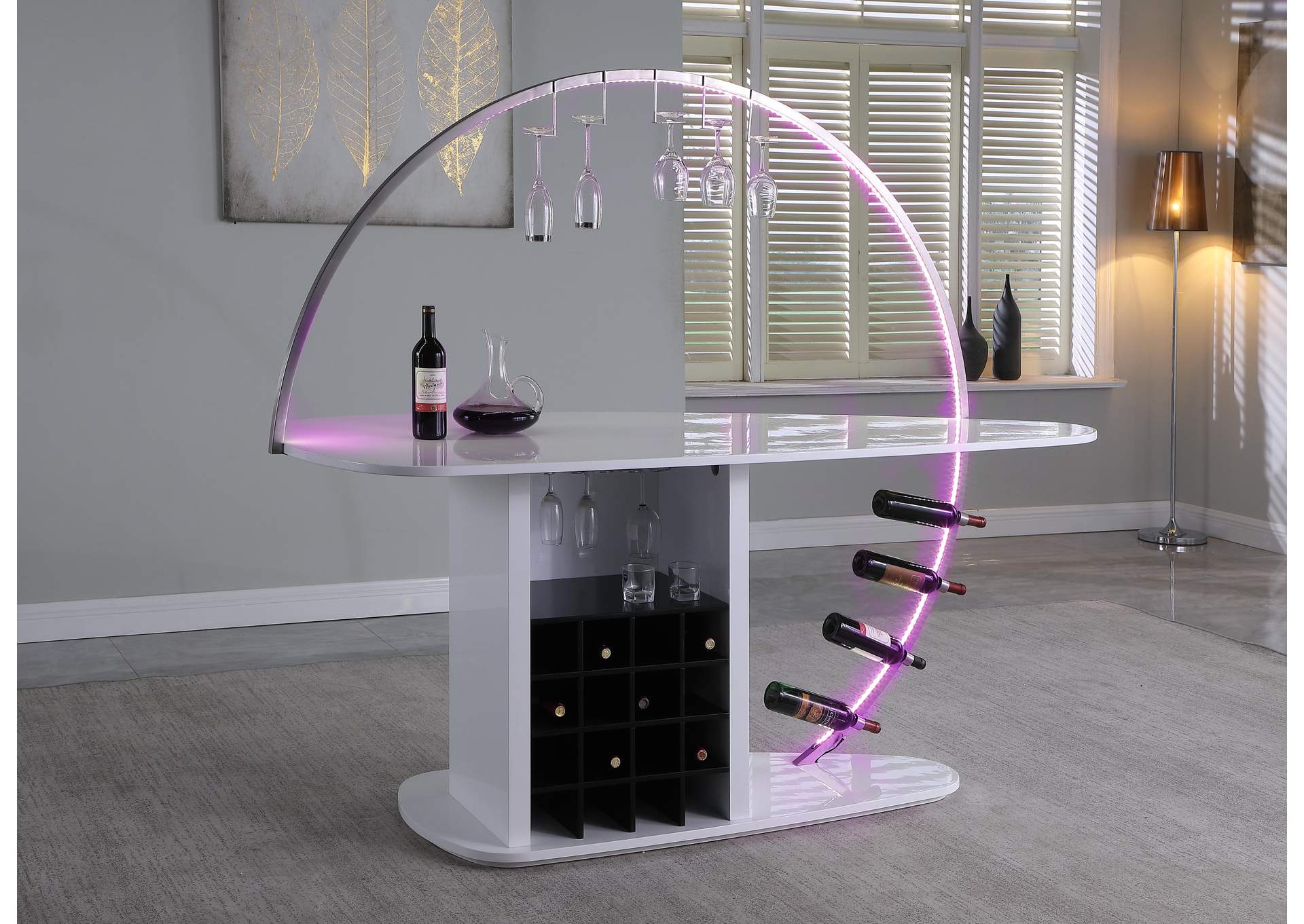 Contemporary Bar With Customizable Led Lights & Bottle Racks image 9