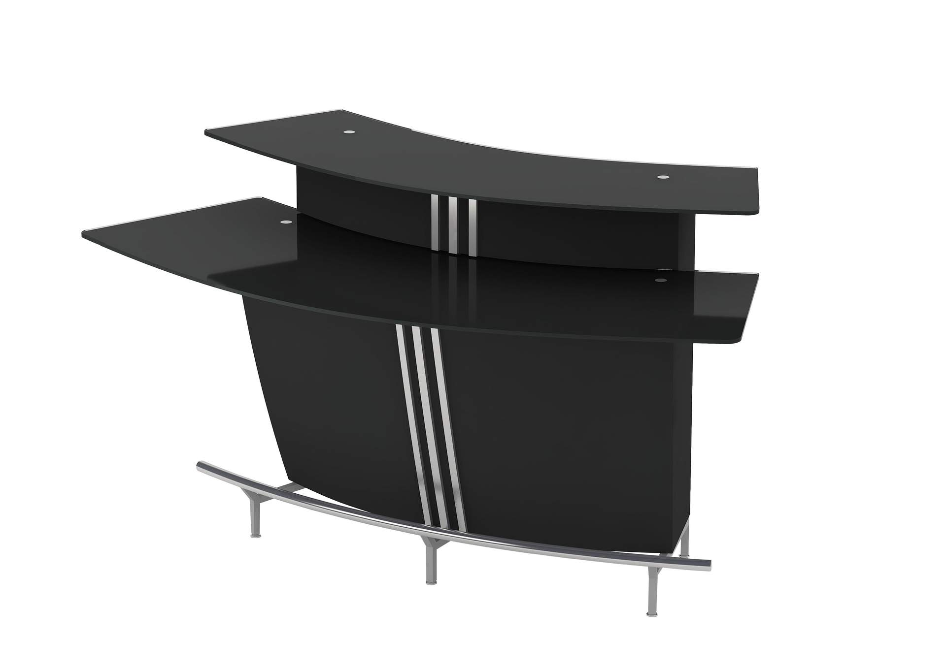 Contemporary Black Glass Bar With Counter & Shelves image 3