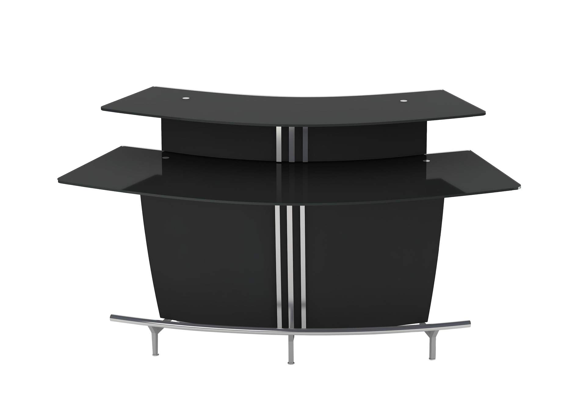 Contemporary Black Glass Bar With Counter & Shelves image 5