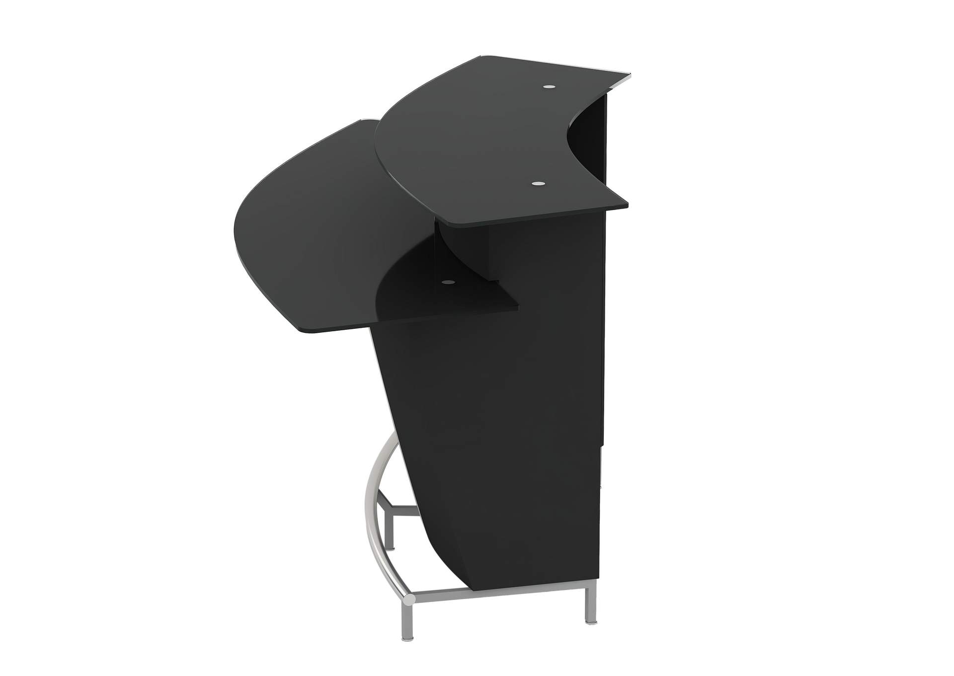 Contemporary Black Glass Bar With Counter & Shelves image 4