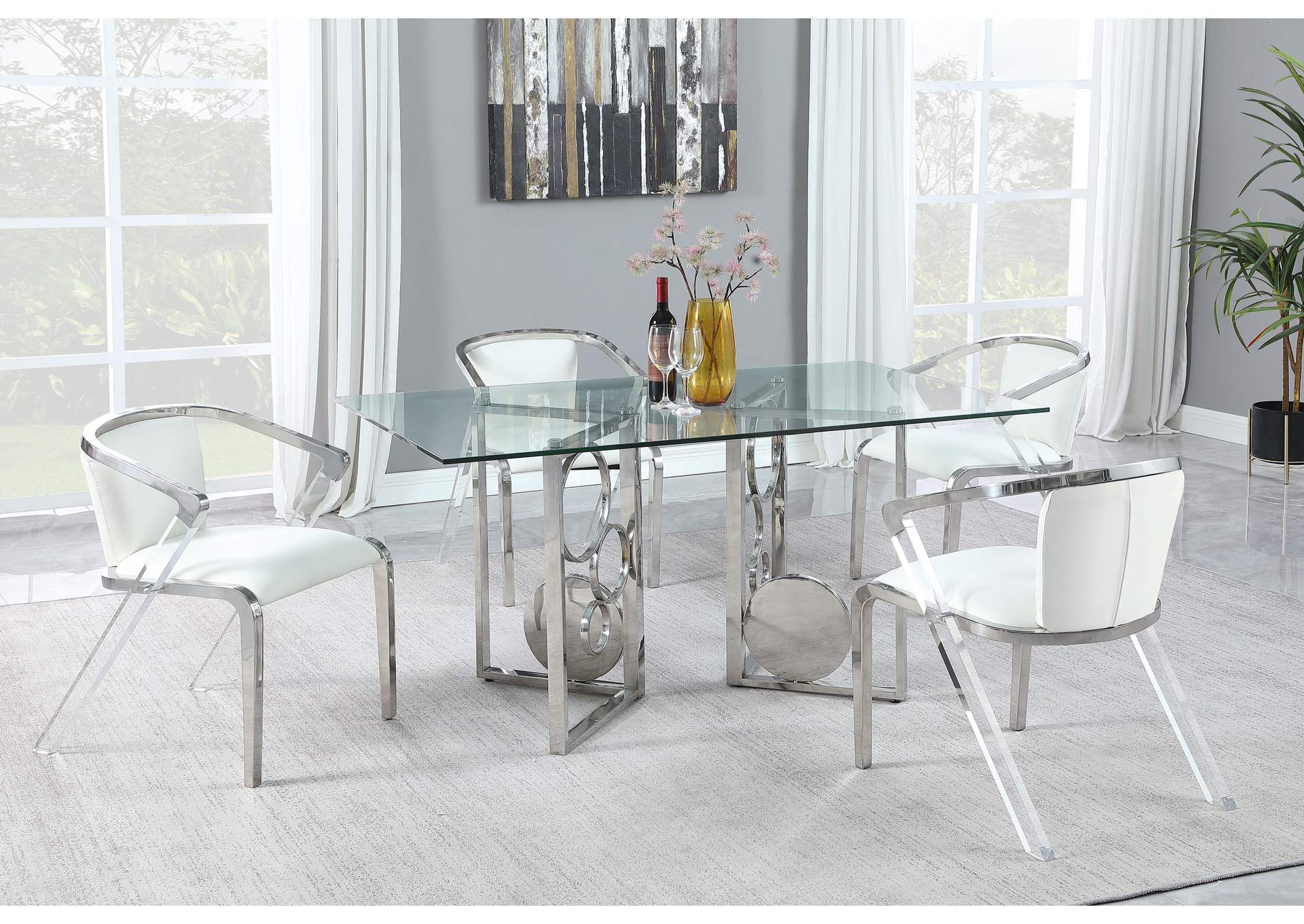 Modern Arm Chair With Steel & Solid Acrylic Frame image 1
