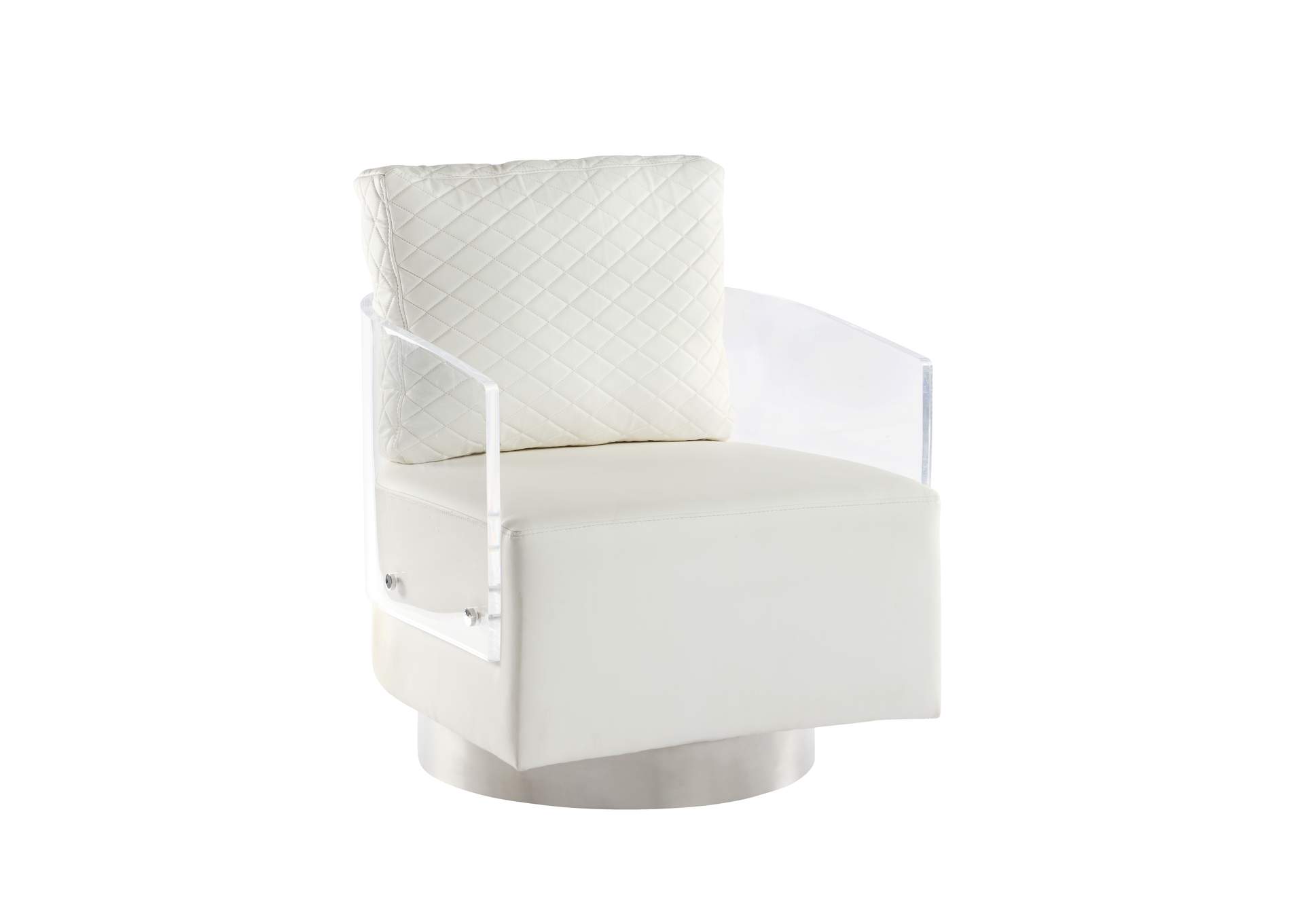 Contemporary Acrylic Back Swiveling Accent Chair image 3
