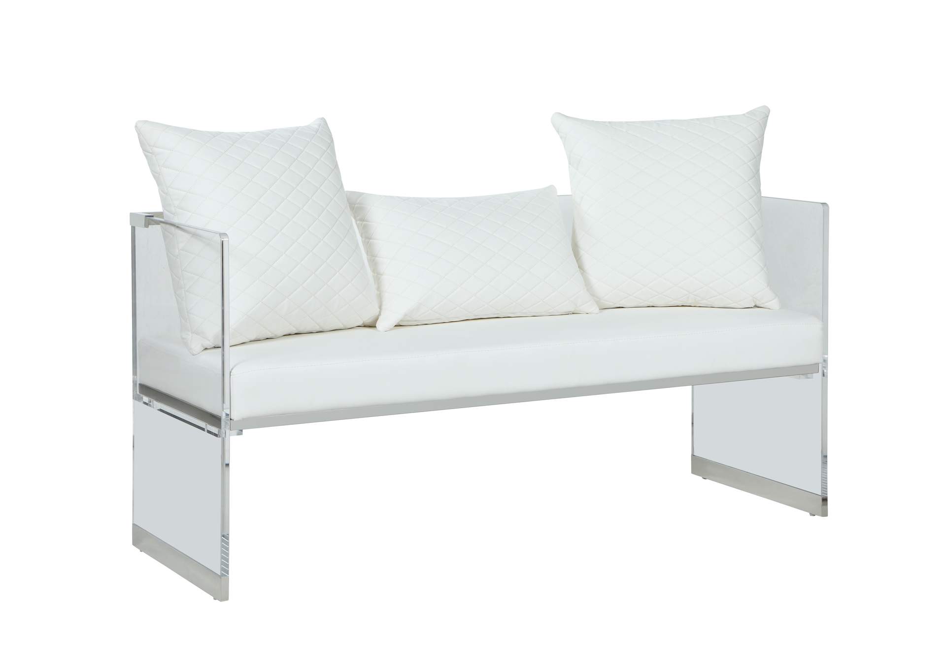 Contemporary Acrylic Bench With Upholstered Seat image 1