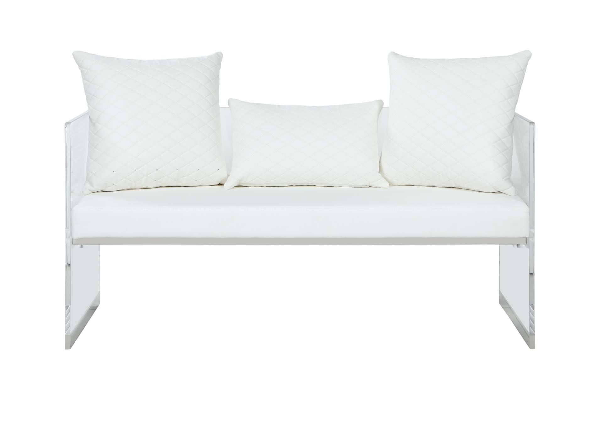 Contemporary Acrylic Bench With Upholstered Seat image 4