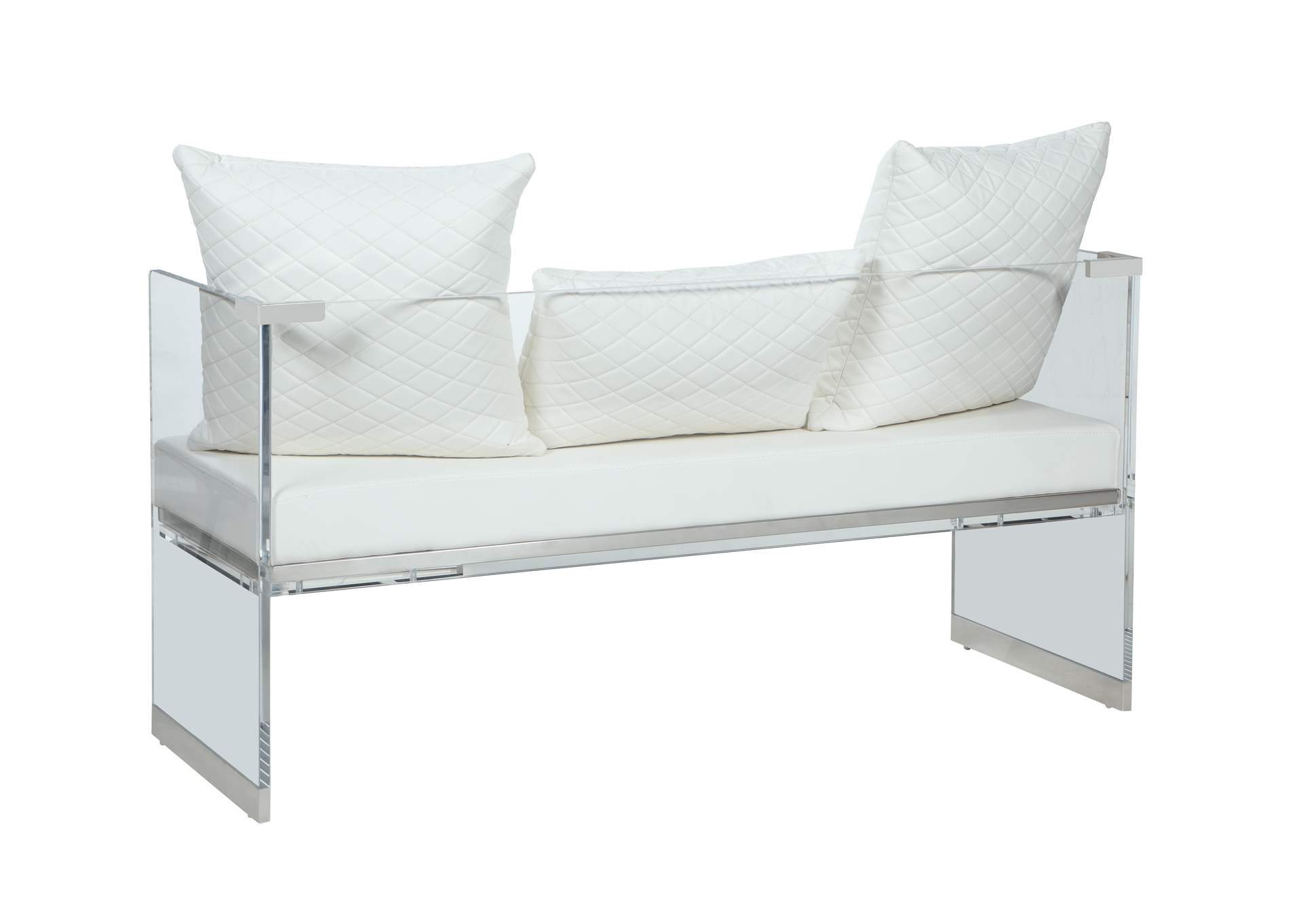 Contemporary Acrylic Bench With Upholstered Seat image 6