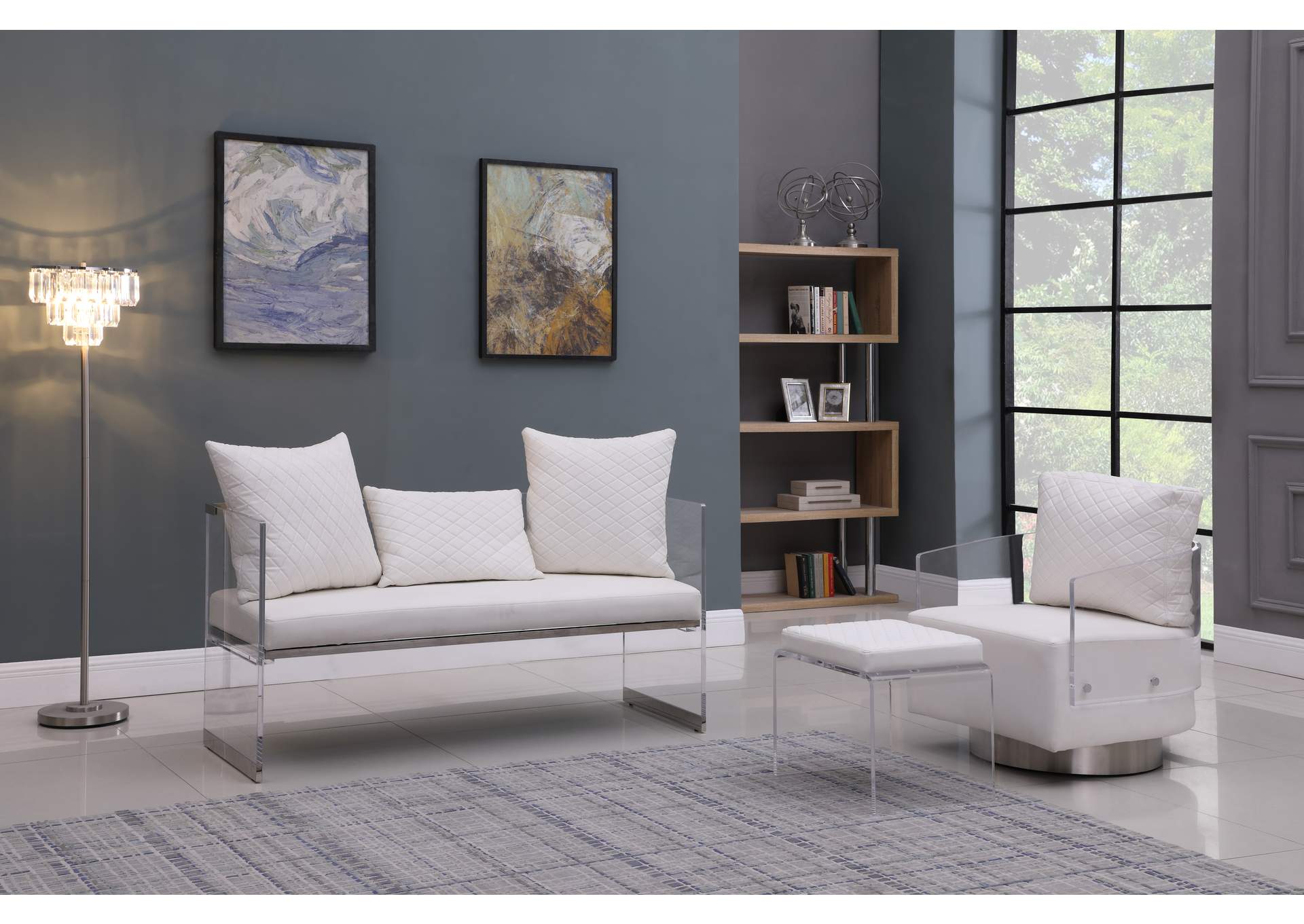 Contemporary Acrylic Back Swiveling Accent Chair image 8