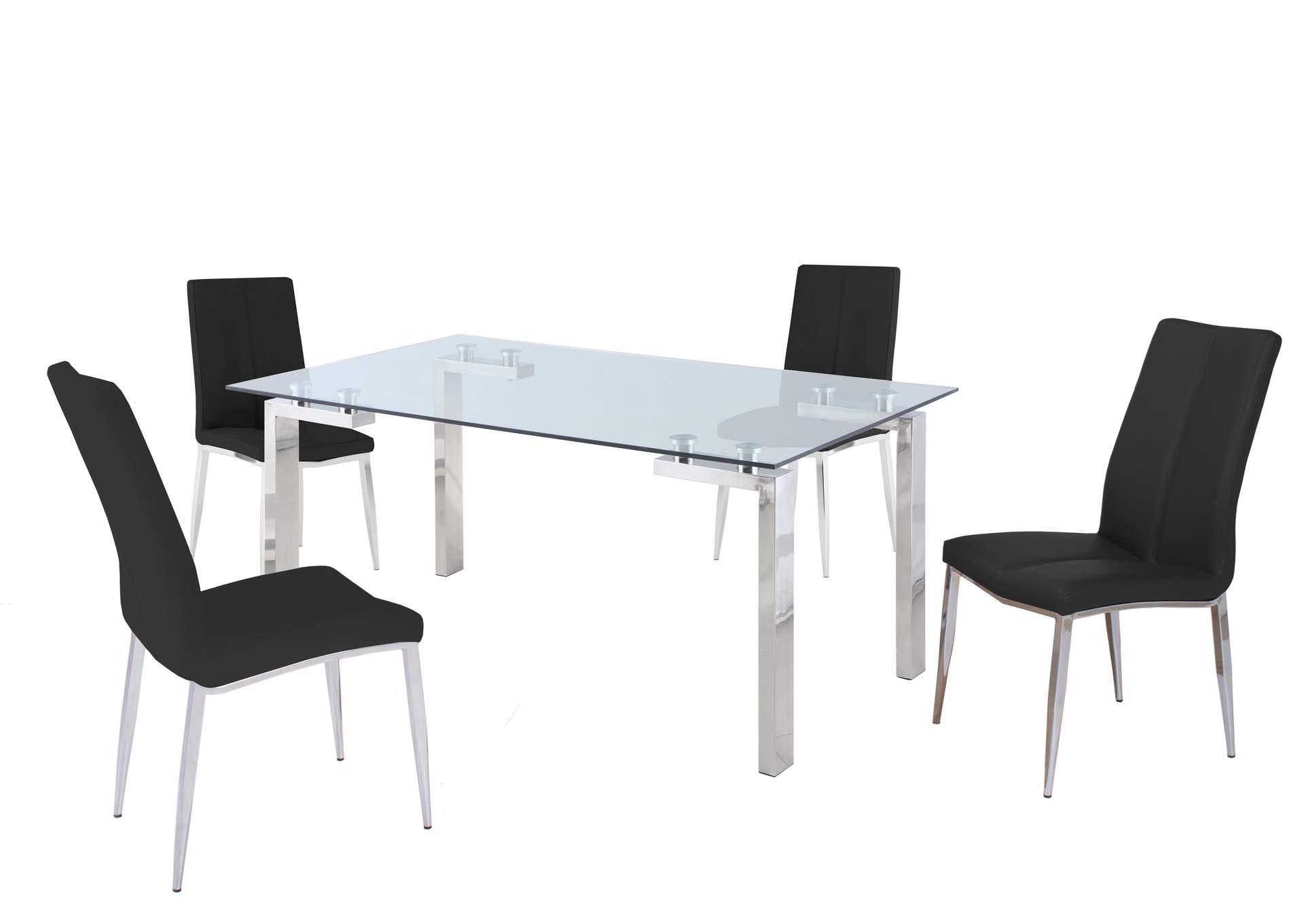 Contemporary Dining Set With Glass Table & Upholstered Chairs image 1