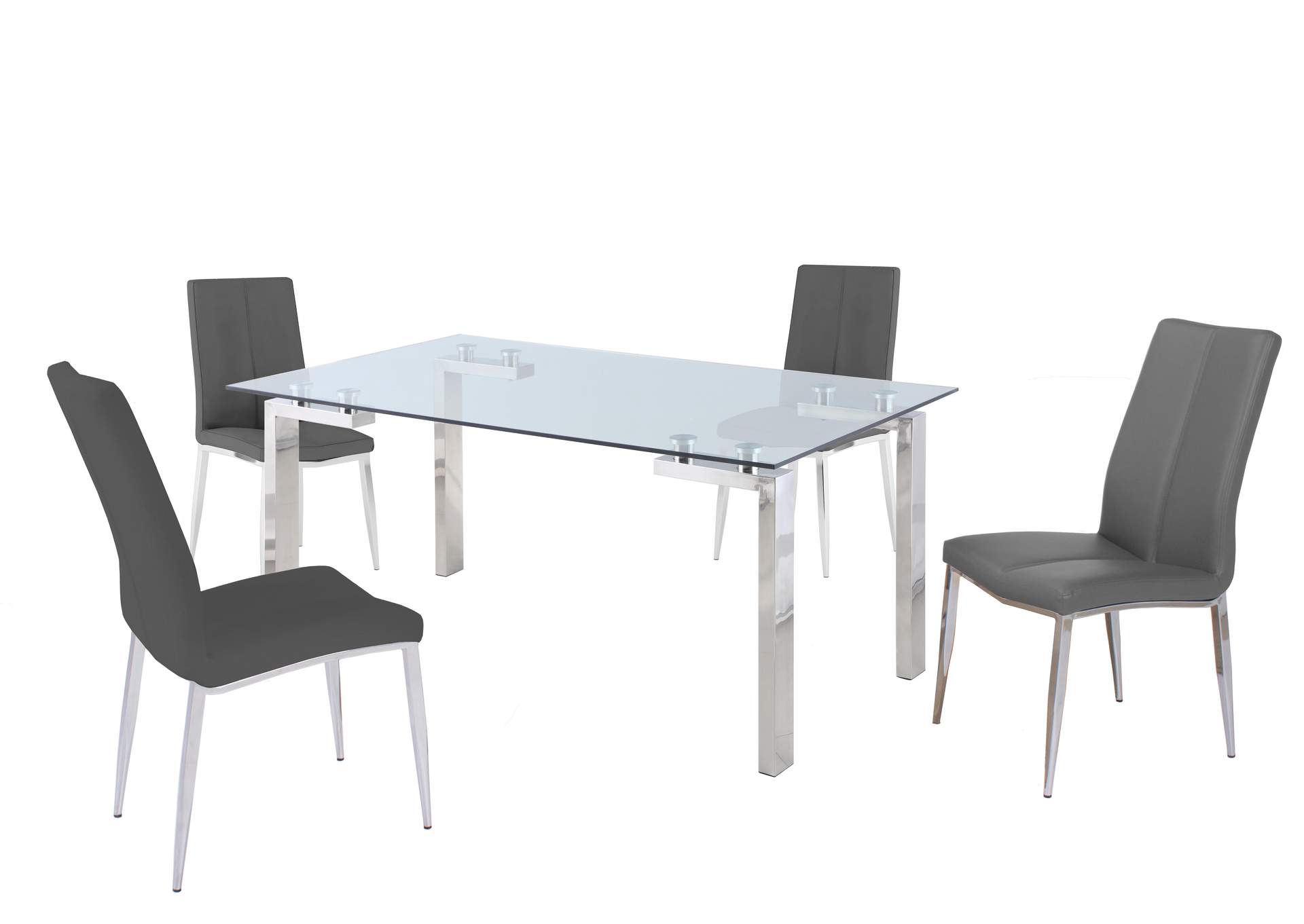 Contemporary Dining Set With Glass Table & Upholstered Chairs image 1