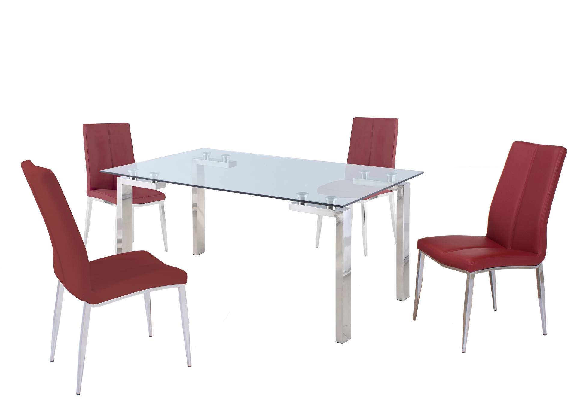 Contemporary Dining Set With Glass Table & Upholstered Chairs image 1