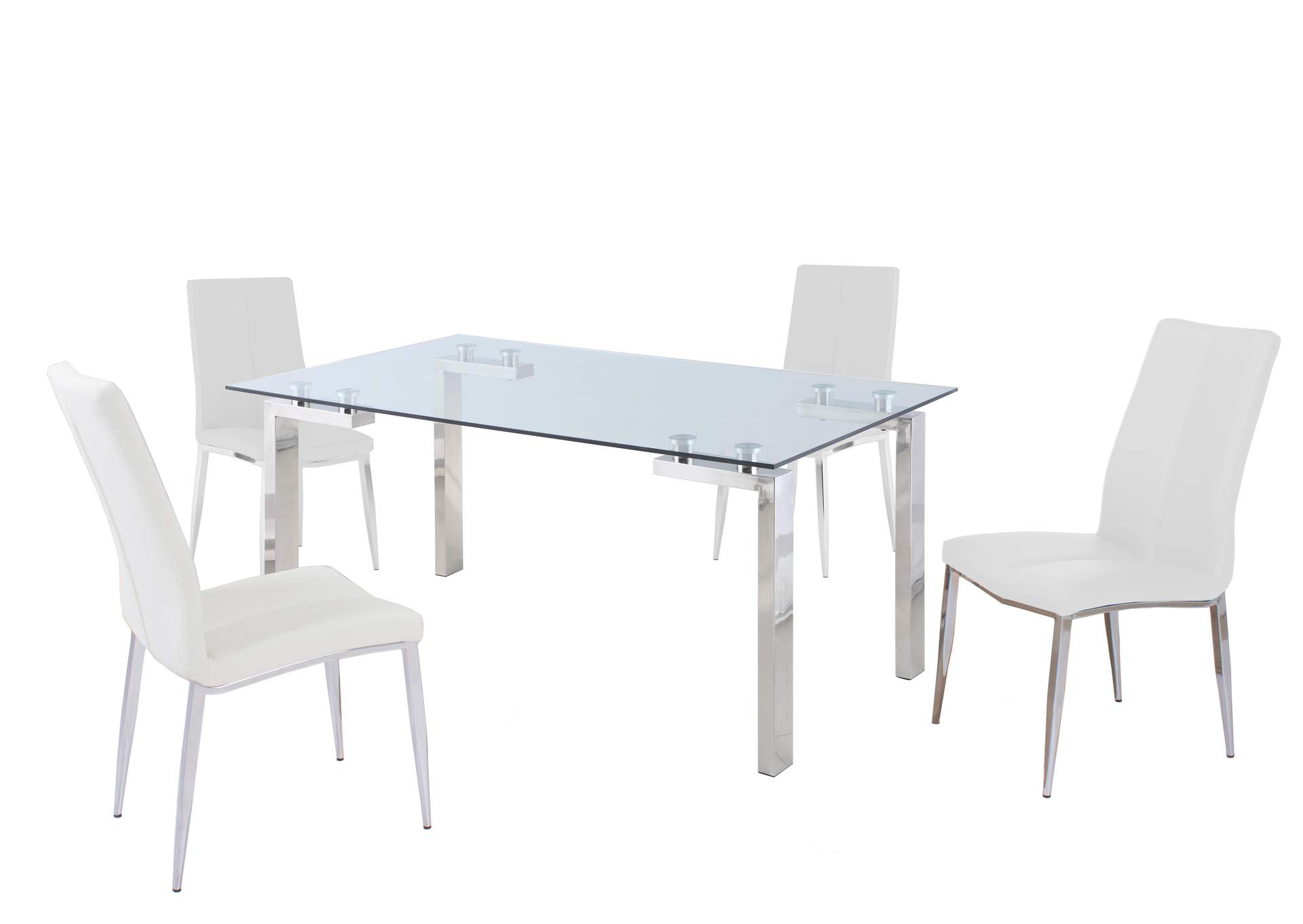 Contemporary Dining Set With Glass Table & Upholstered Chairs image 1