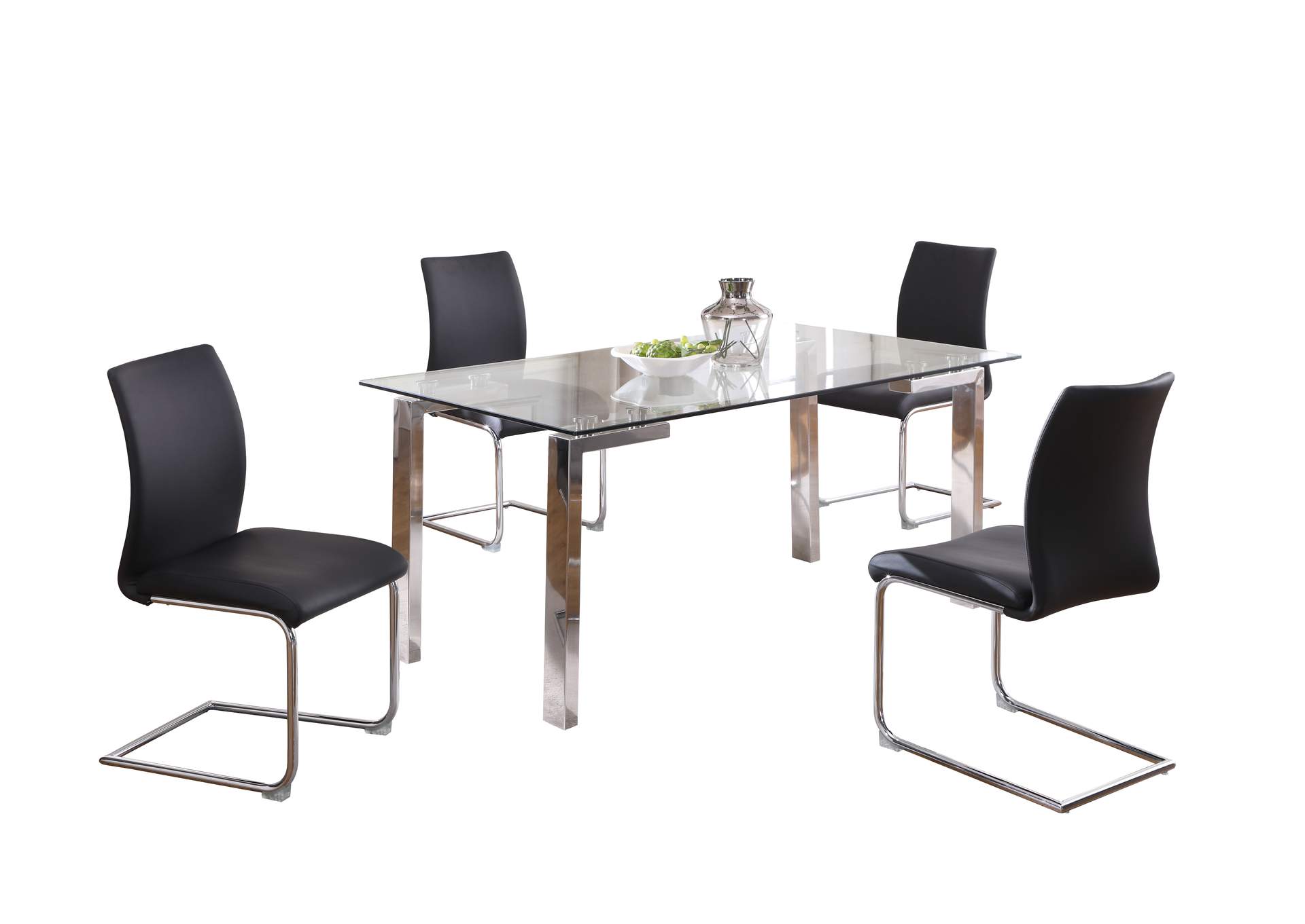Dining Set With Contemporary Glass Table & Modern Upholstered Chairs image 3