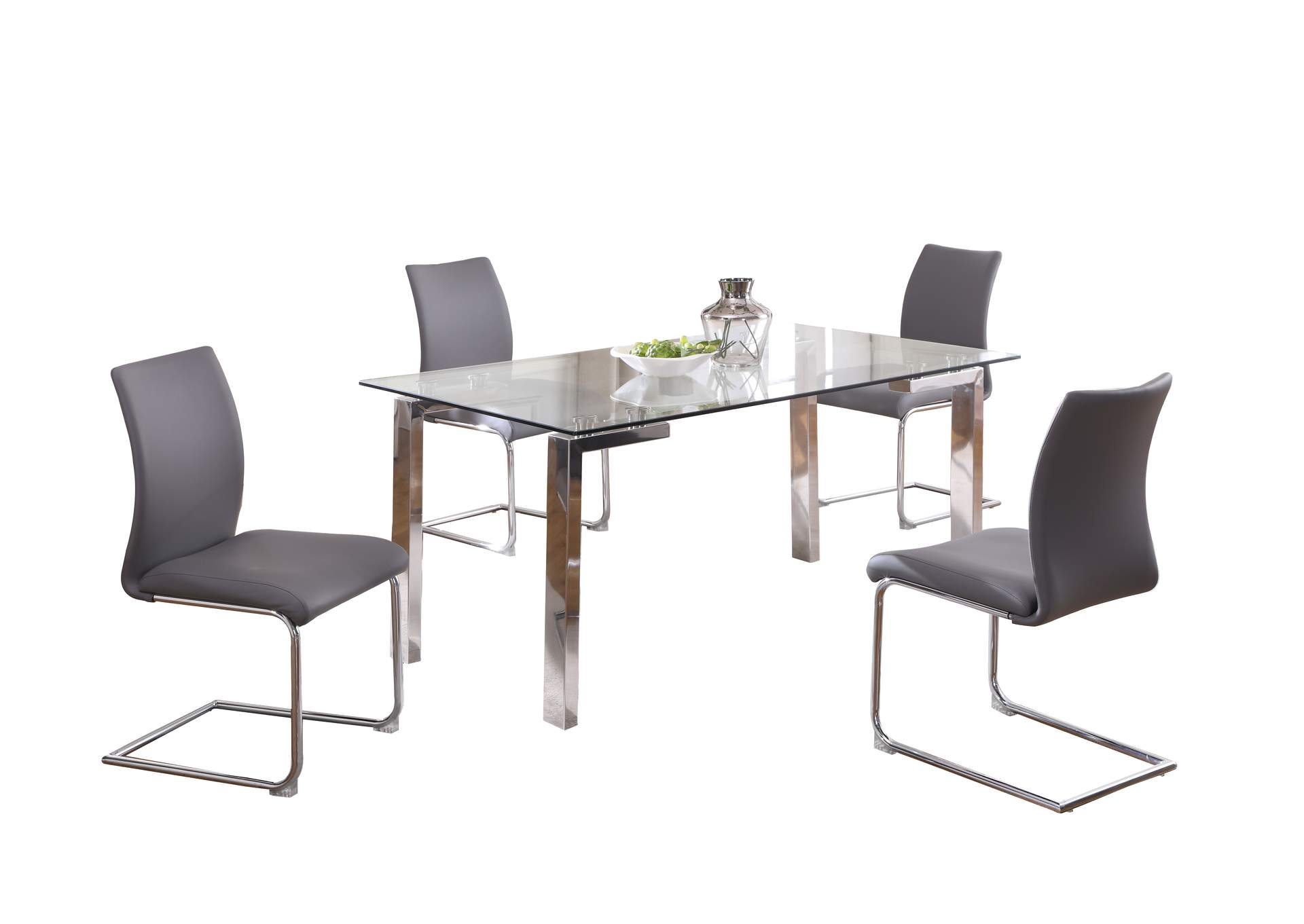 Dining Set With Contemporary Glass Table & Modern Upholstered Chairs image 3