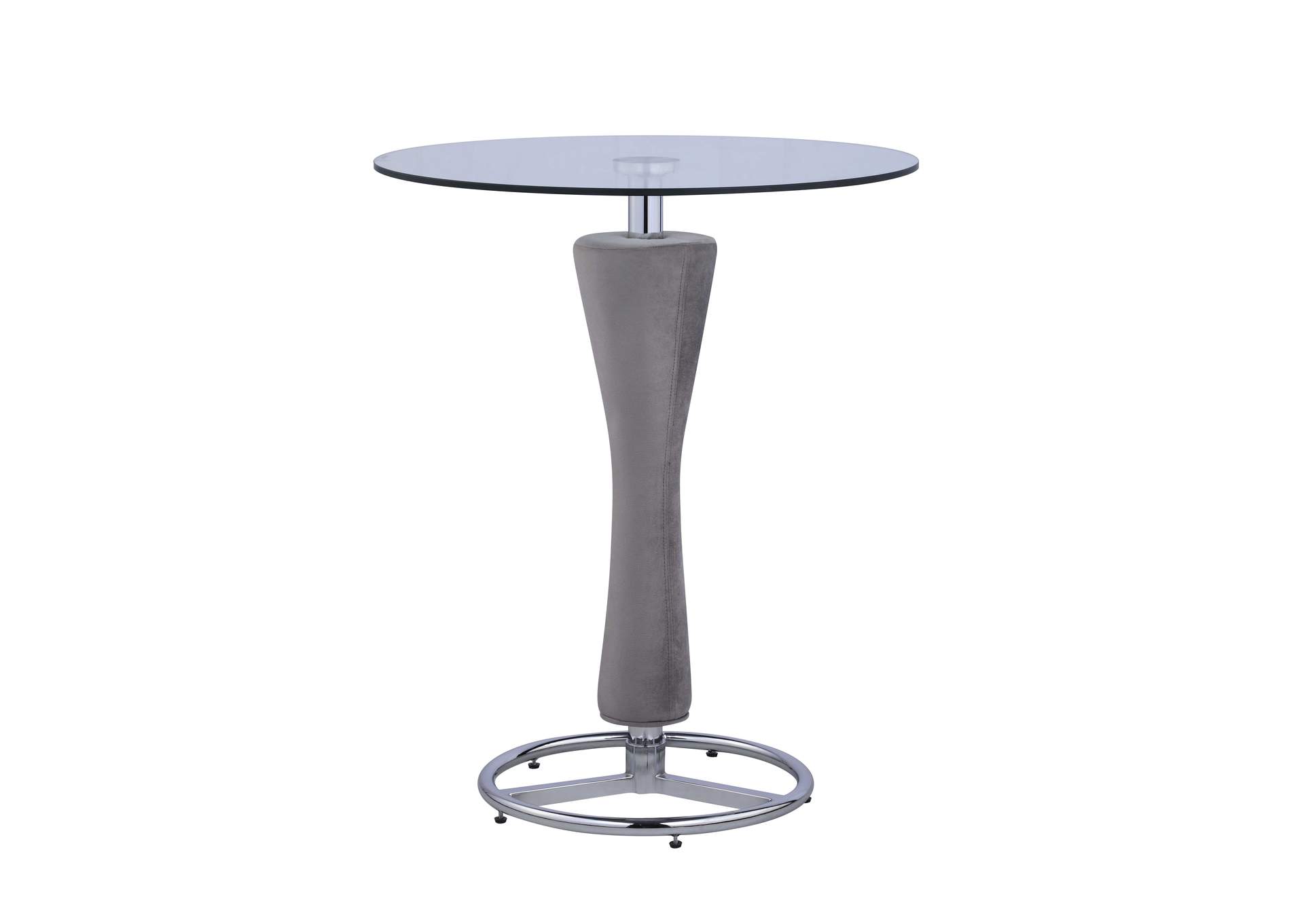 Contemporary Pub Set With Round Glass Table , Upholstered Pedestal & 2 Stools image 4