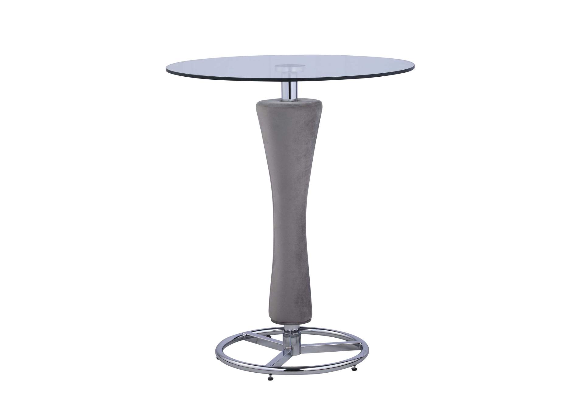 Contemporary Round Glass Pub Table With Upholstered Pedestal image 3