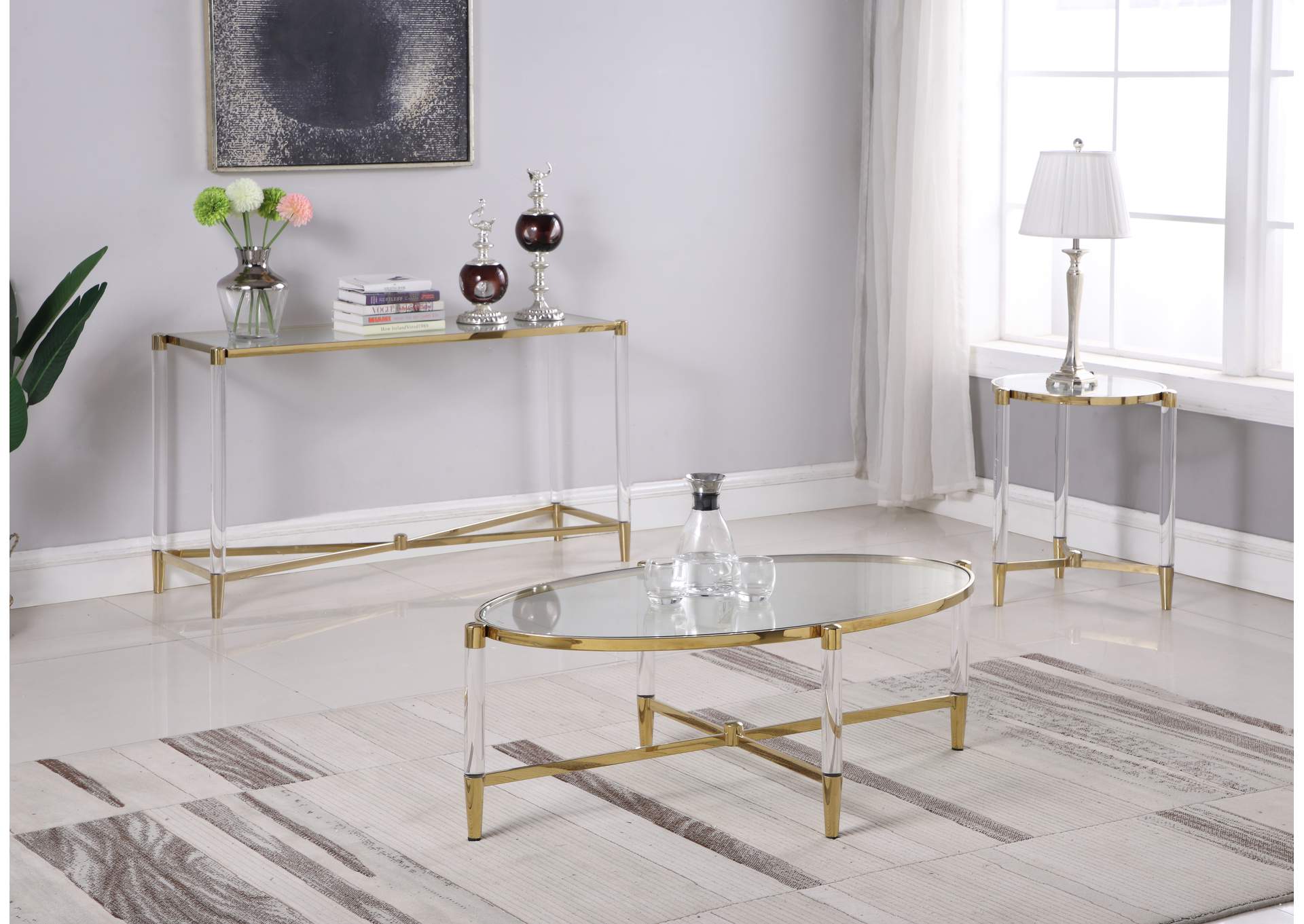 Oval Tempered Glass Cocktail Table image 1