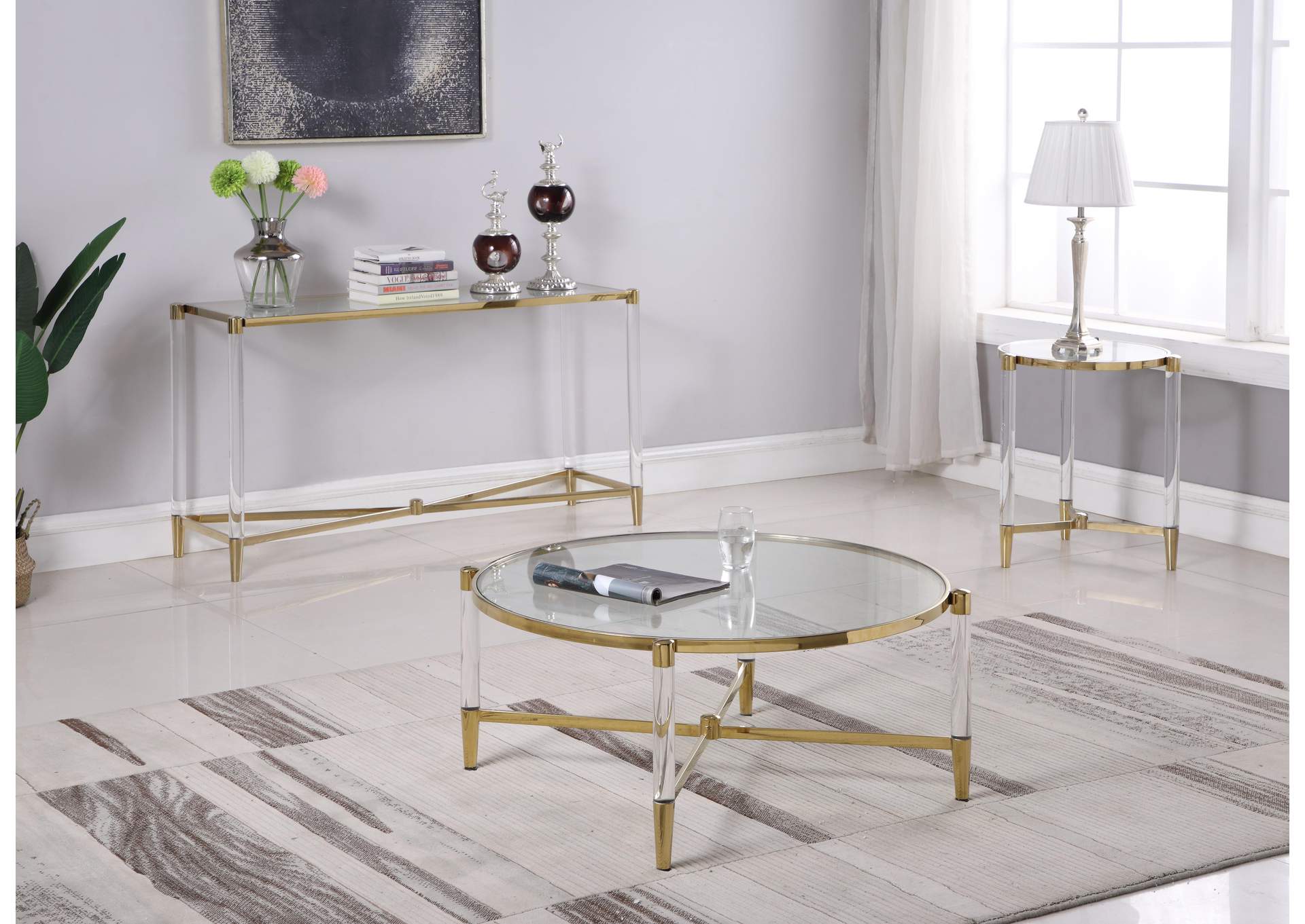Round Tempered Glass Lamp Table image 1