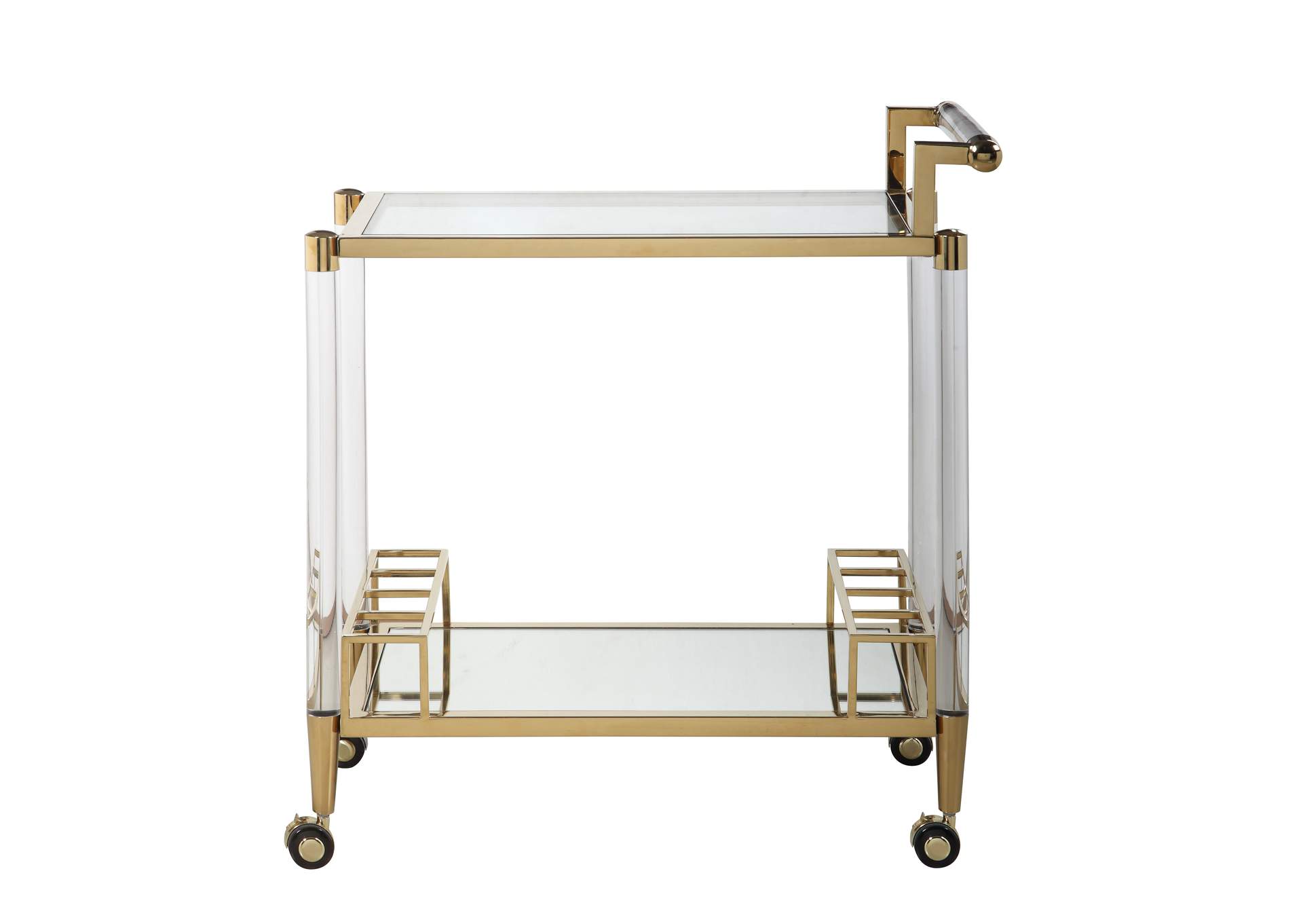 Contemporary Brass Finish & Acrylic Tea Cart image 5