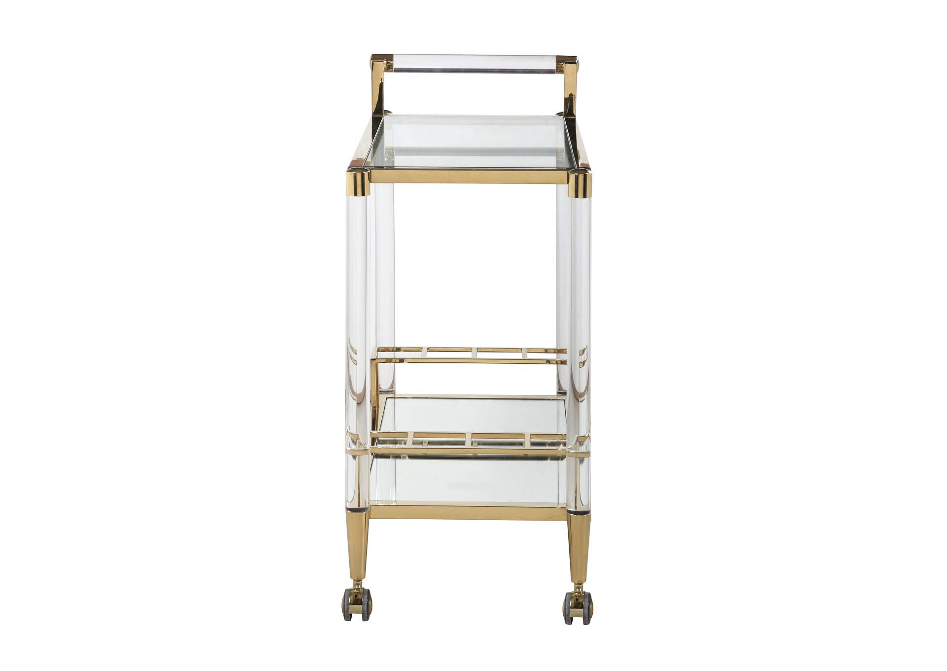 Contemporary Brass Finish & Acrylic Tea Cart image 6
