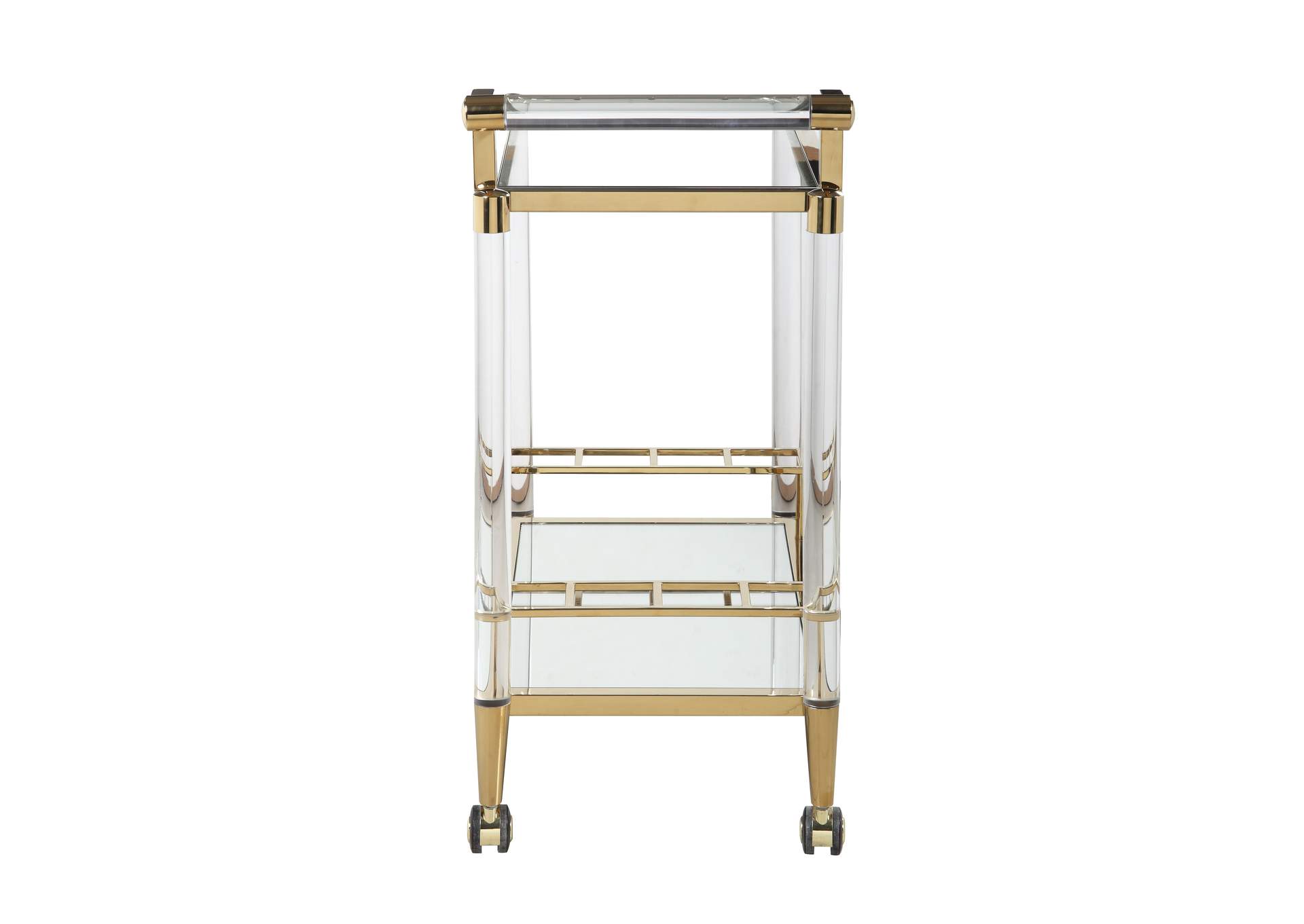 Contemporary Brass Finish & Acrylic Tea Cart image 7