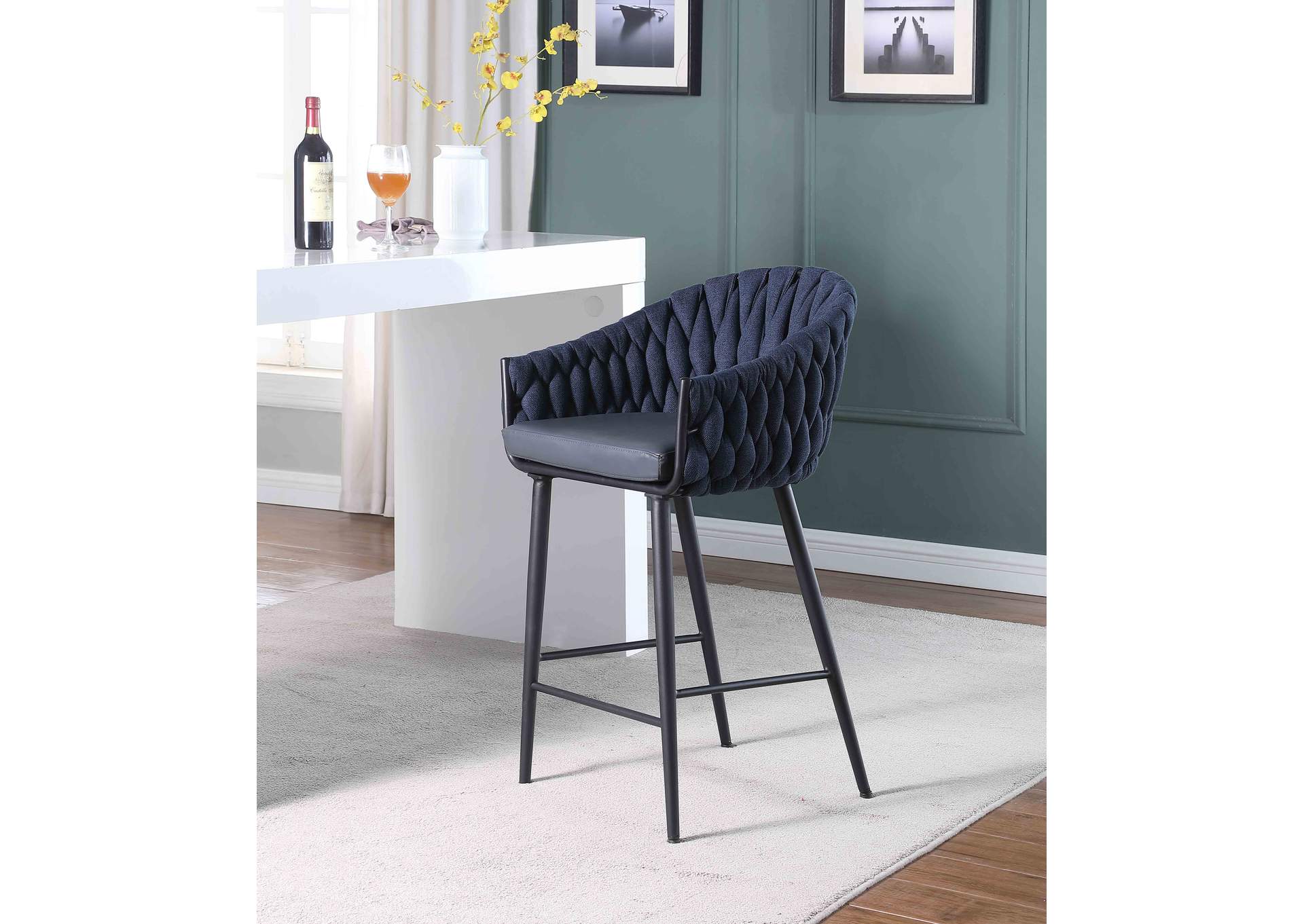 Modern Bar Stool With Weave Back image 1