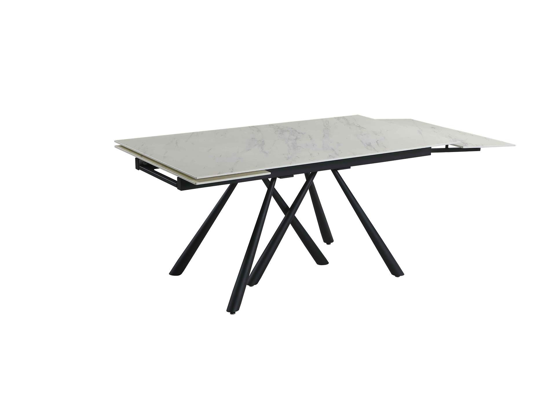Modern Extendable Marbleized Glass Dining Table image 4