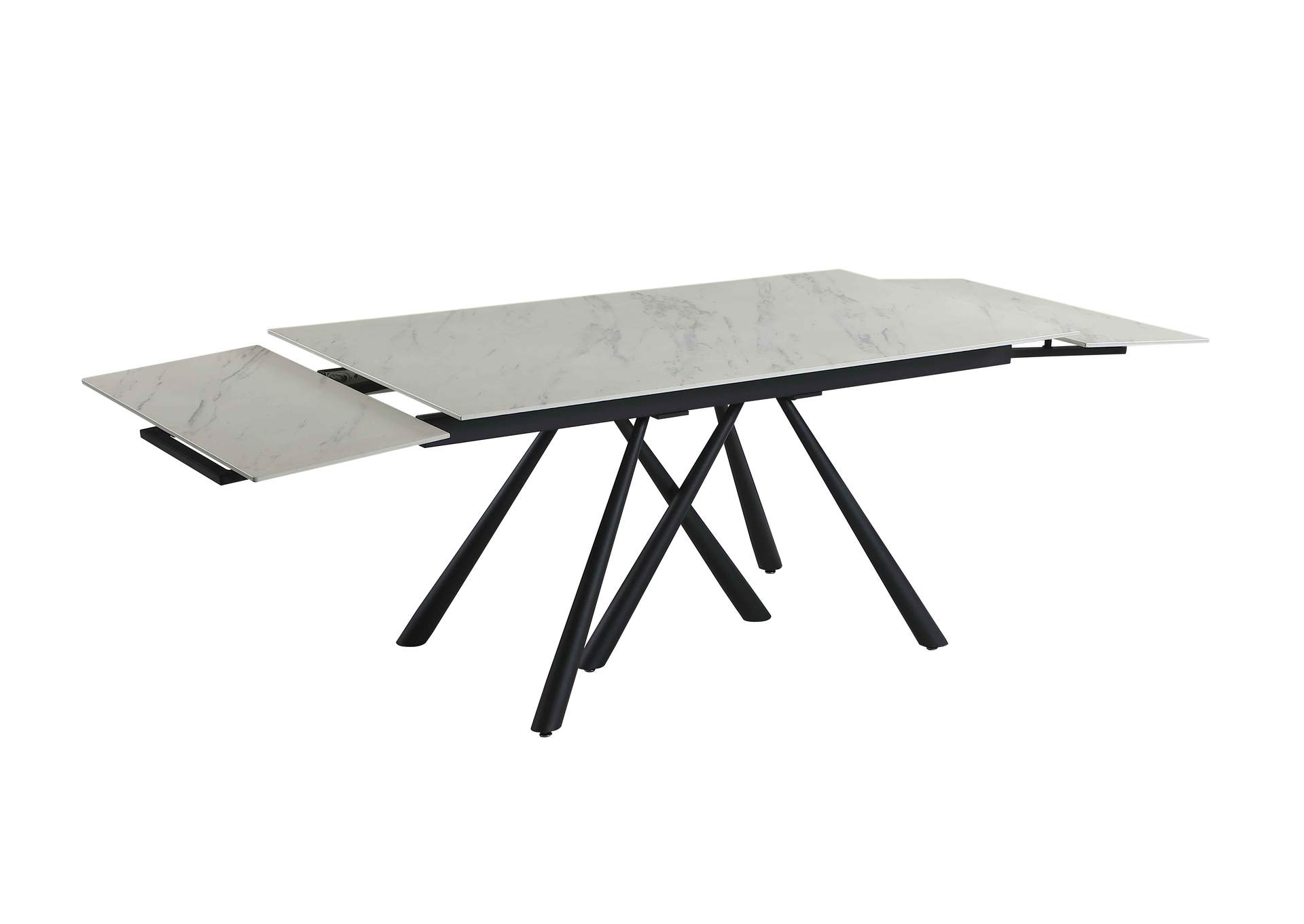 Modern Extendable Marbleized Glass Dining Table image 5