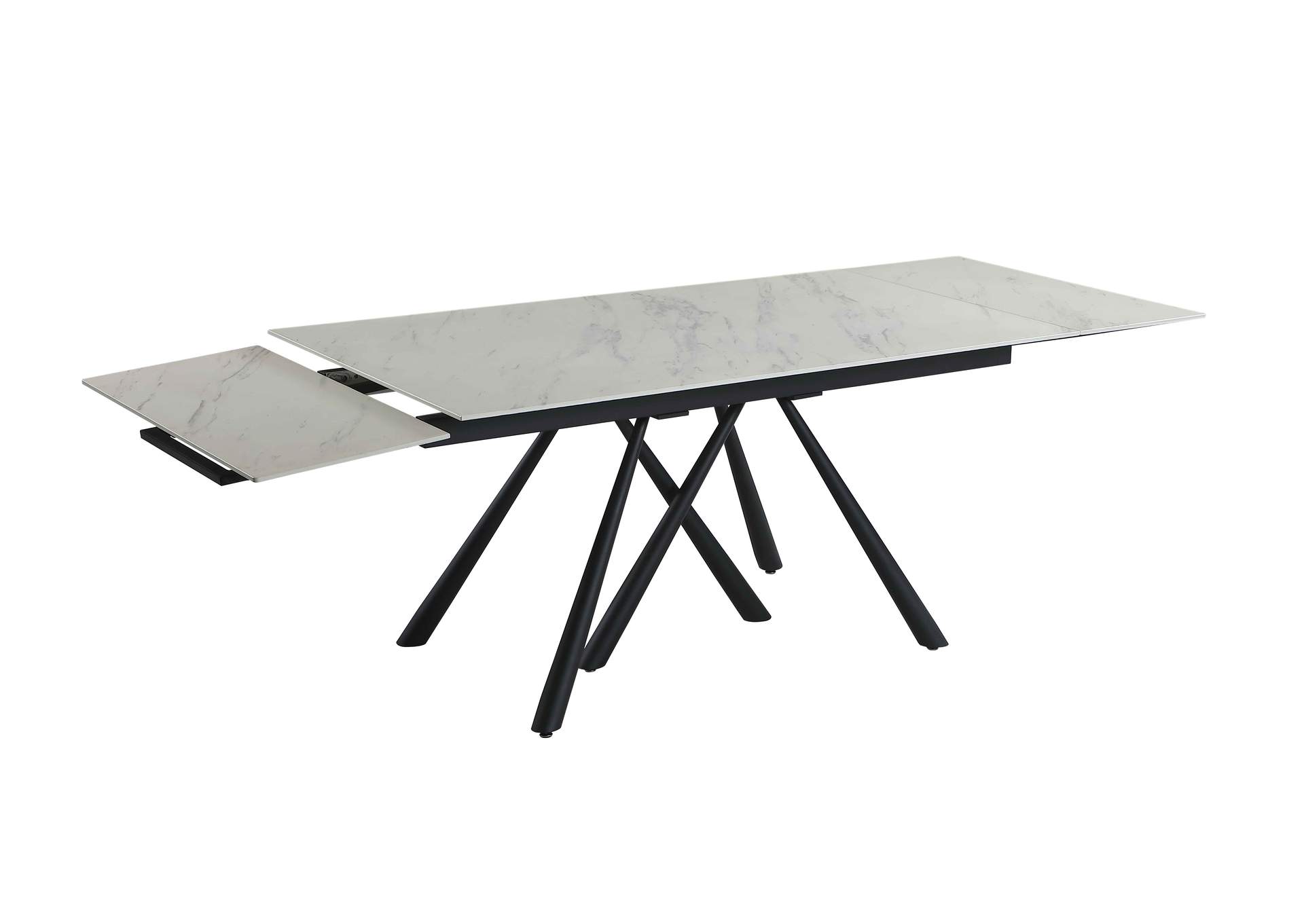 Modern Extendable Marbleized Glass Dining Table image 6