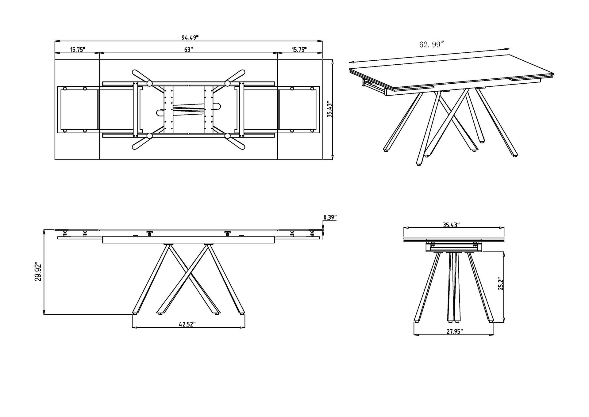 Modern Extendable Marbleized Glass Dining Table image 12