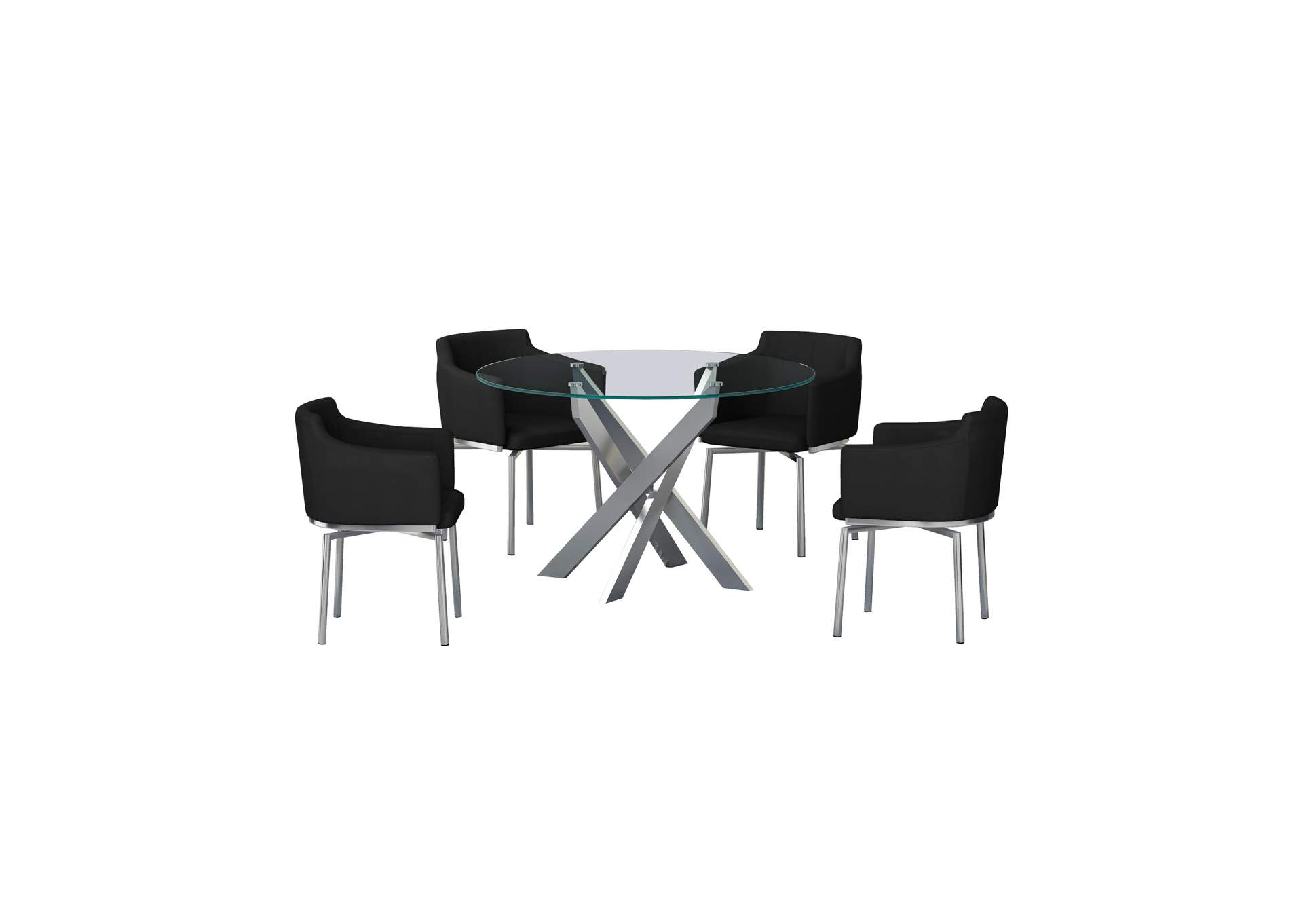 Dining Set With Round Glass Table & Swivel Club Chairs image 3