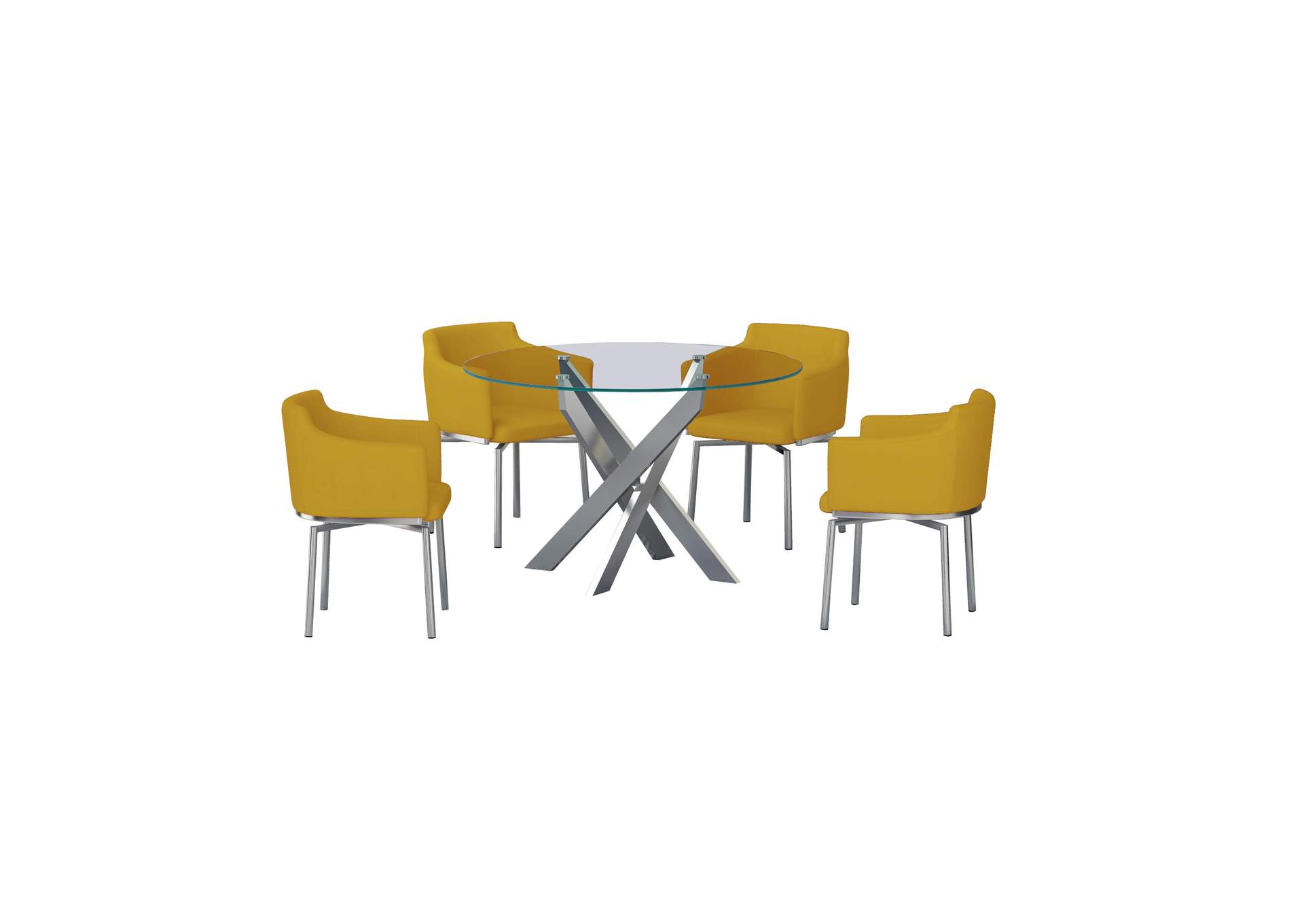 Dining Set With Round Glass Table & Swivel Club Chairs image 3