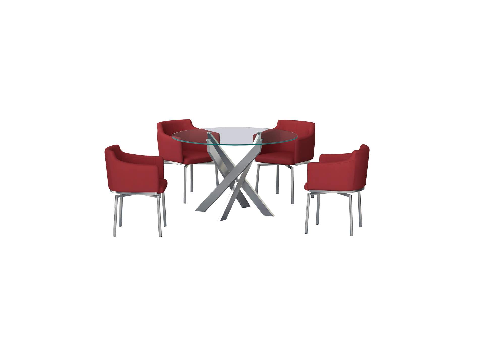 Dining Set With Round Glass Table & Swivel Club Chairs image 3